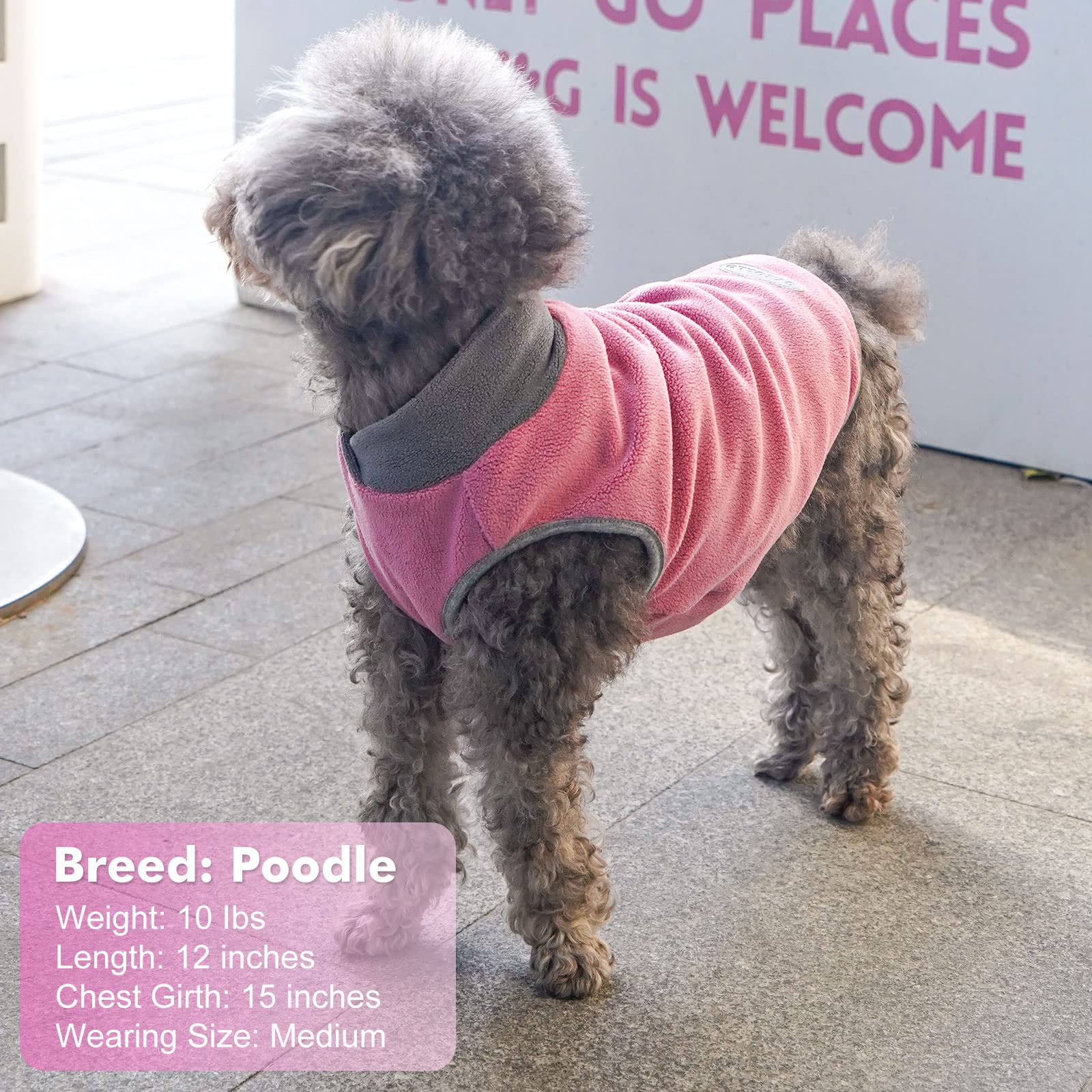 Cyeollo 2 Pack Dog Sweaters For Small Dogs Lightweight Stretchy Fleece Vest Pullover Dog Sweatshirt With Reflective Stripe Pet Dog Clothes Coats Size L Pink & Grey