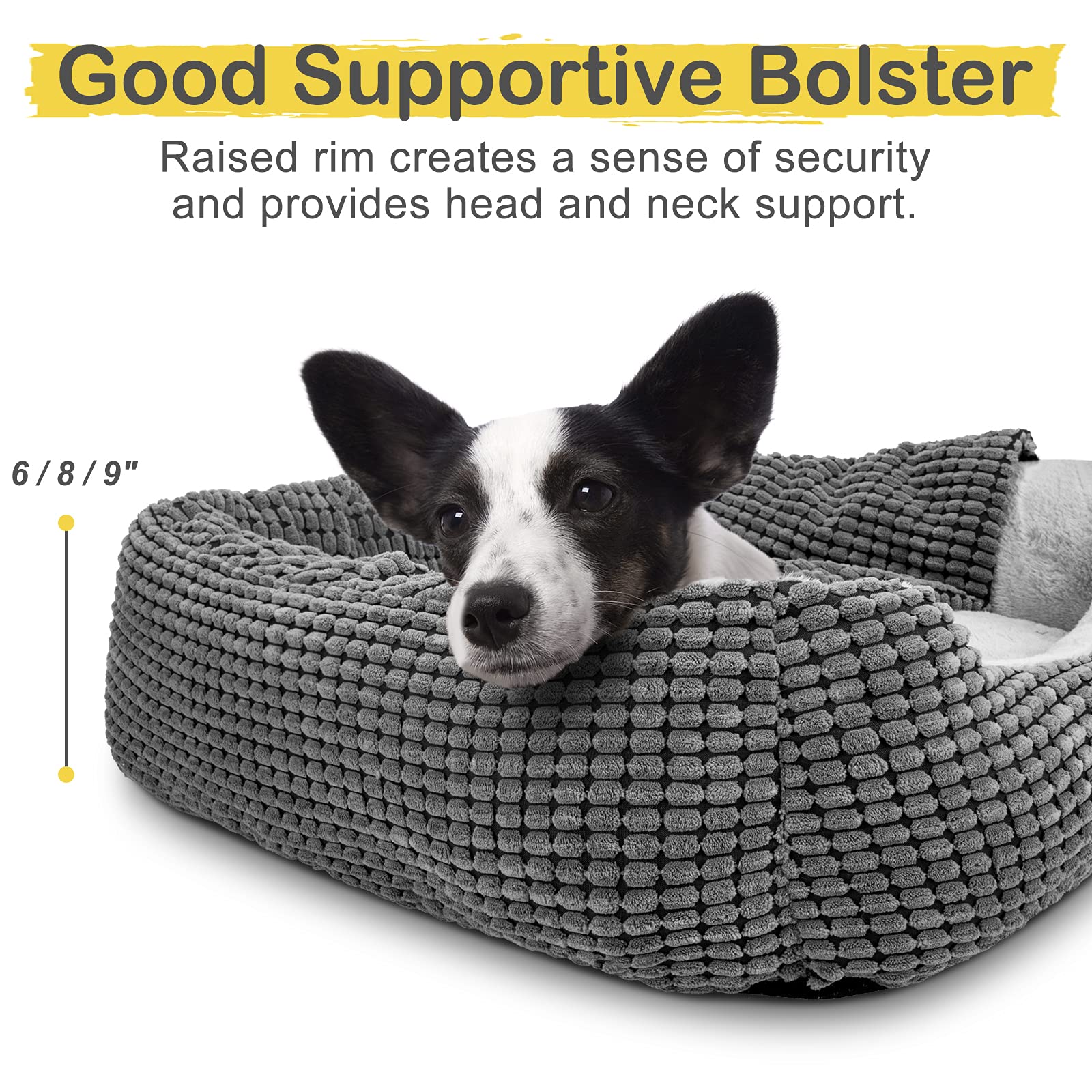 Gasur Dog Beds For Large Medium Small Dogs, Rectangle Cave Hooded Blanket Puppy Bed, Luxury Anti-Anxiety Orthopedic Cat Beds For Indoor Cats, Warmth And Machine Washable (20 Inches, Grey)