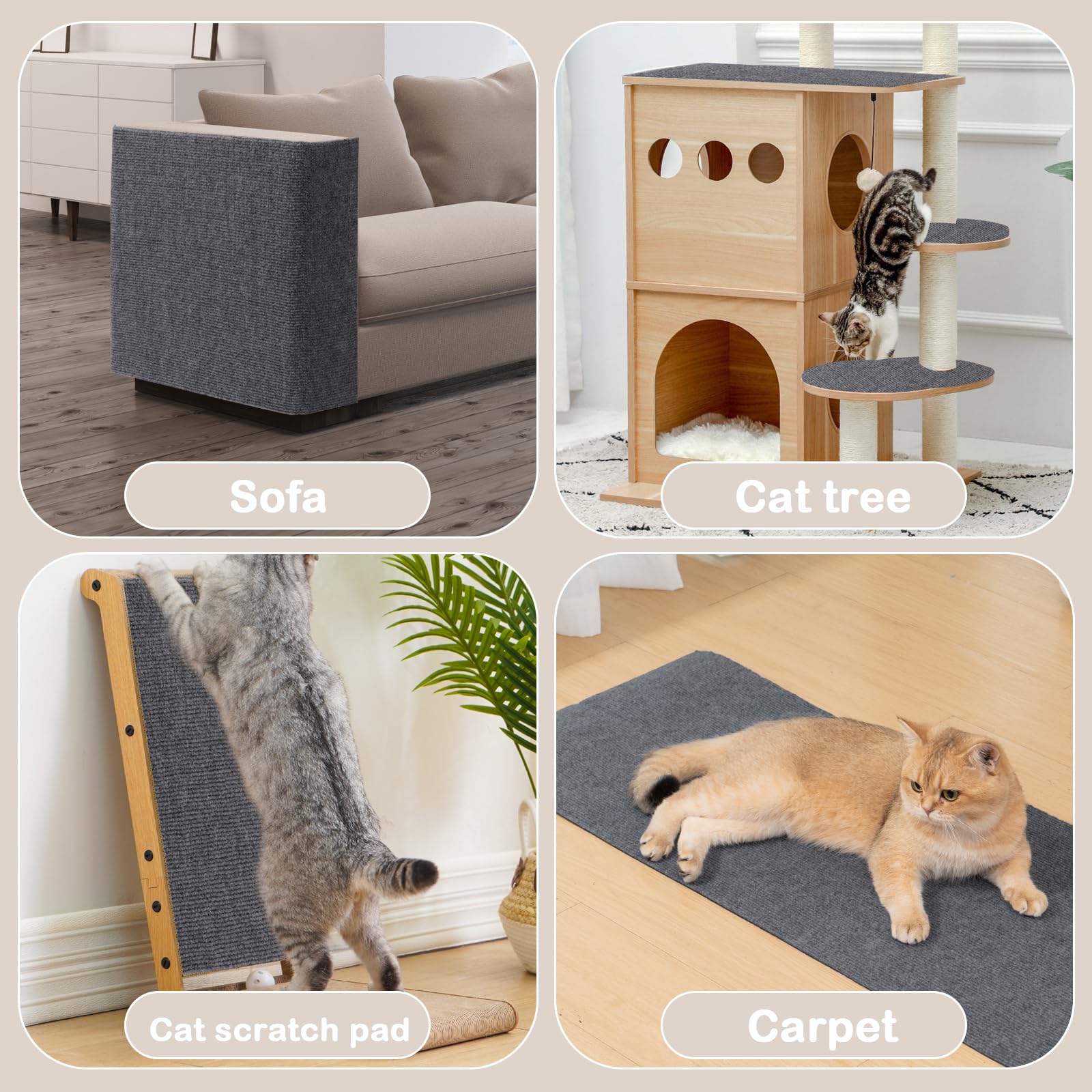 Uross Cat Couch Protector -100'X15.8'Cat Scratcher Couch Pad Cat Furniture Protector Sofa Couch Corner Protectors For Cats Diy