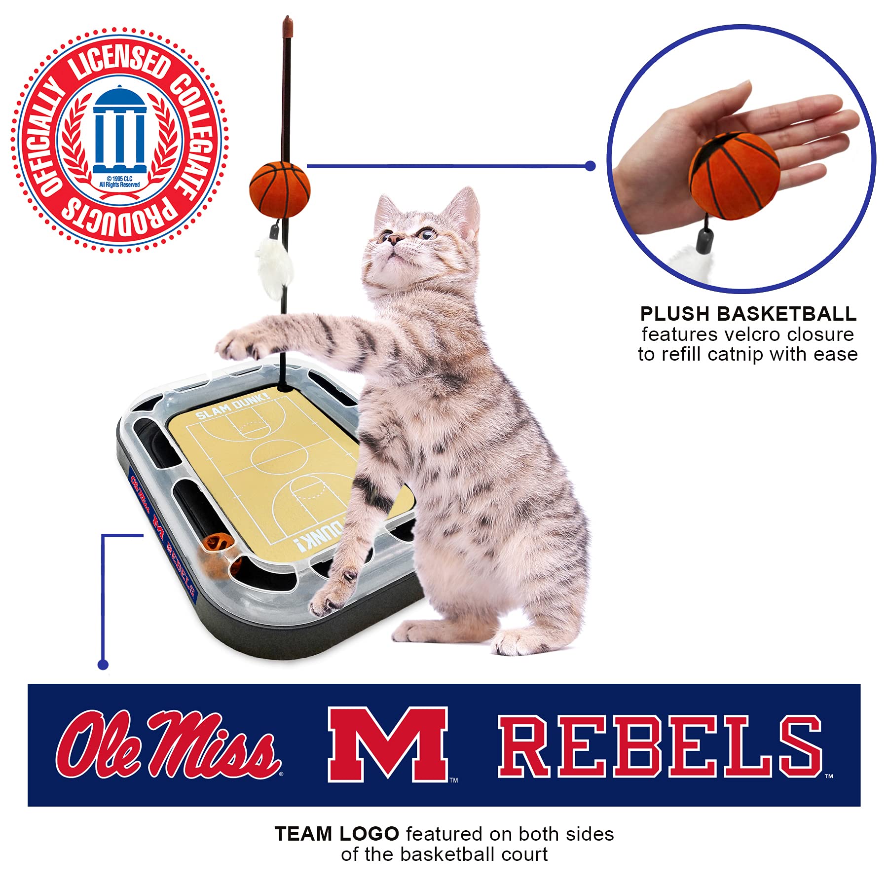 Cat Scratch Toy Ncaa Mississippi Ole Miss Rebels Reversible Basketball Court Felt/Cardboard Cat Scratcher Toy. Interactive Cat B