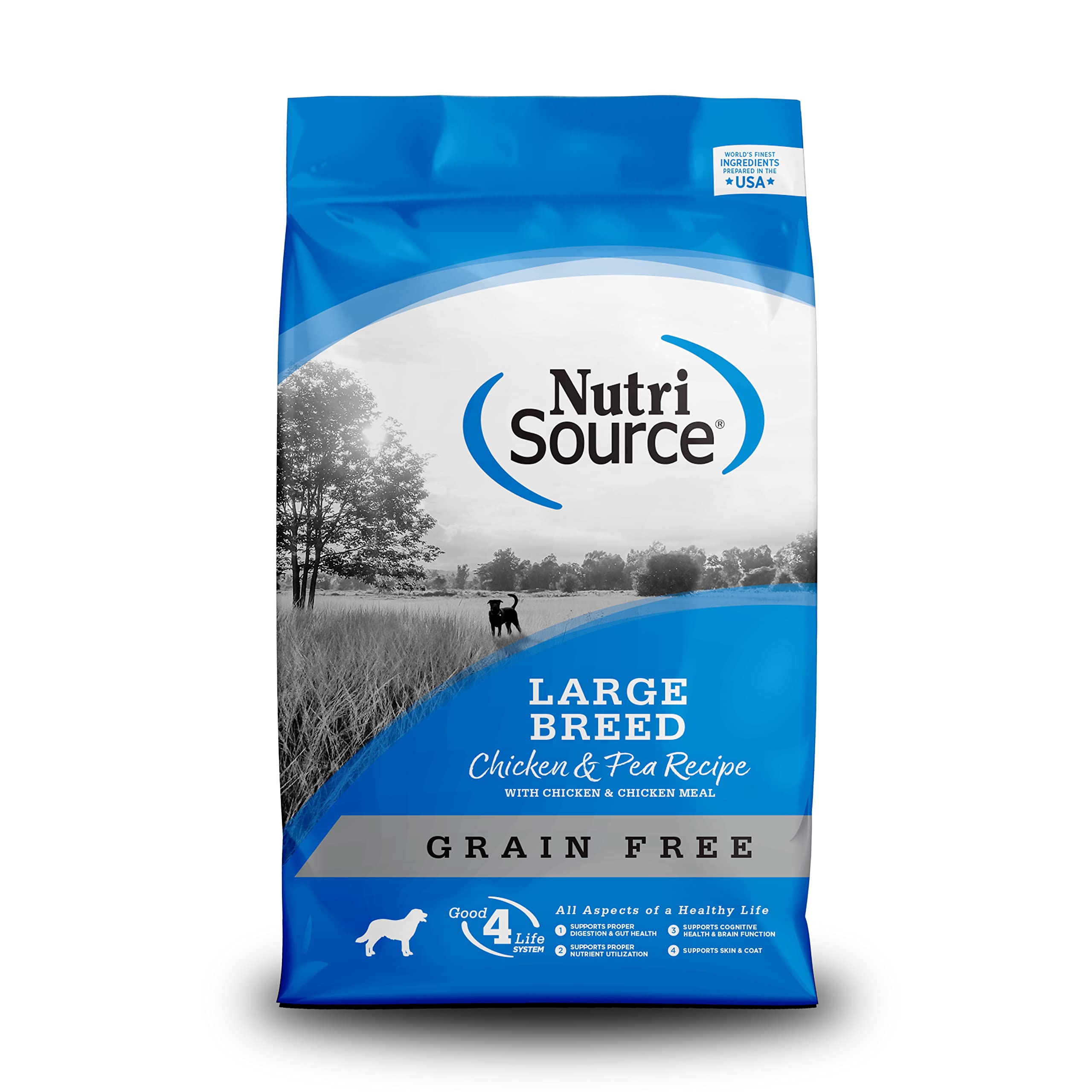 NutriSource Grain-Free Dog Food, Large Breed, Made with Chicken and Peas, Large Breed, 30LB, Dry Dog Food