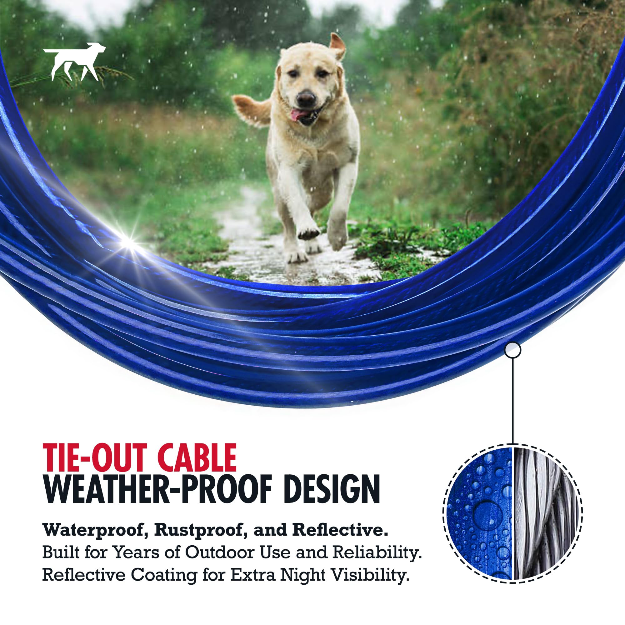 Tuff Pupper Dog Tie Out Cable 15 Feet | Dog Runner Cable For Yard 15 Ft | Heavy Duty Lead | Water & Rust Resistant Industrial St