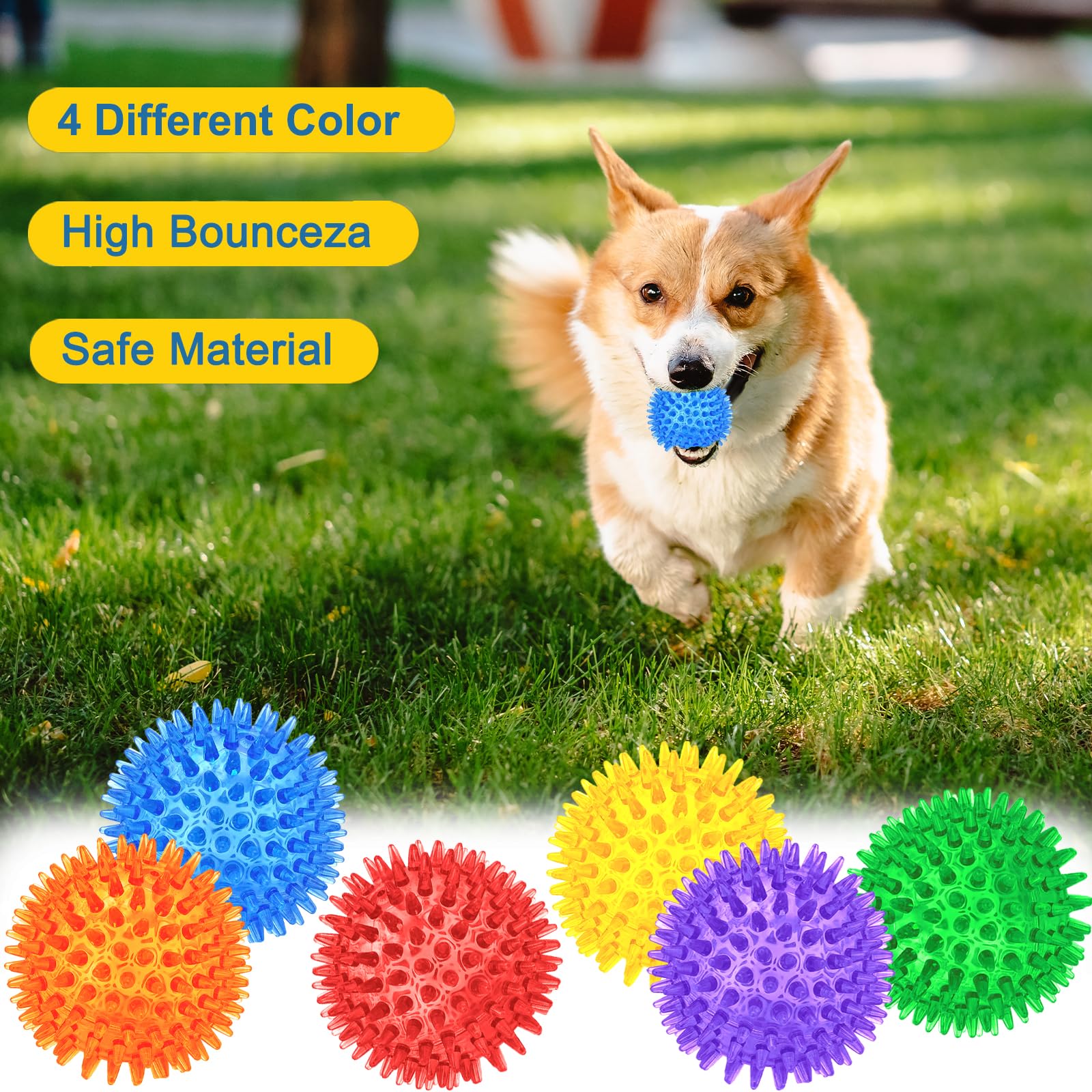 Beieverluck 12 Pack 2.5 Inch Squeaky Dog Toy Balls Spikey Dog Balls Large Dog Chew Toys For Medium Large And Small Dogs For Aggr