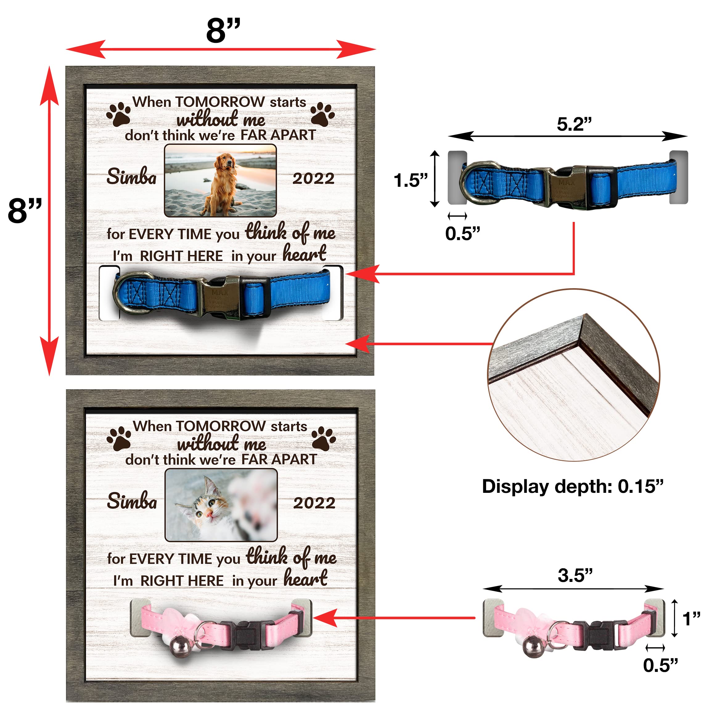 Bfigift Customized Dog Collar Frame Memorial Pet Loss Sign For Dogs Lovers Gifts Pet Wood Memorial For Tabletops Someone Who Los