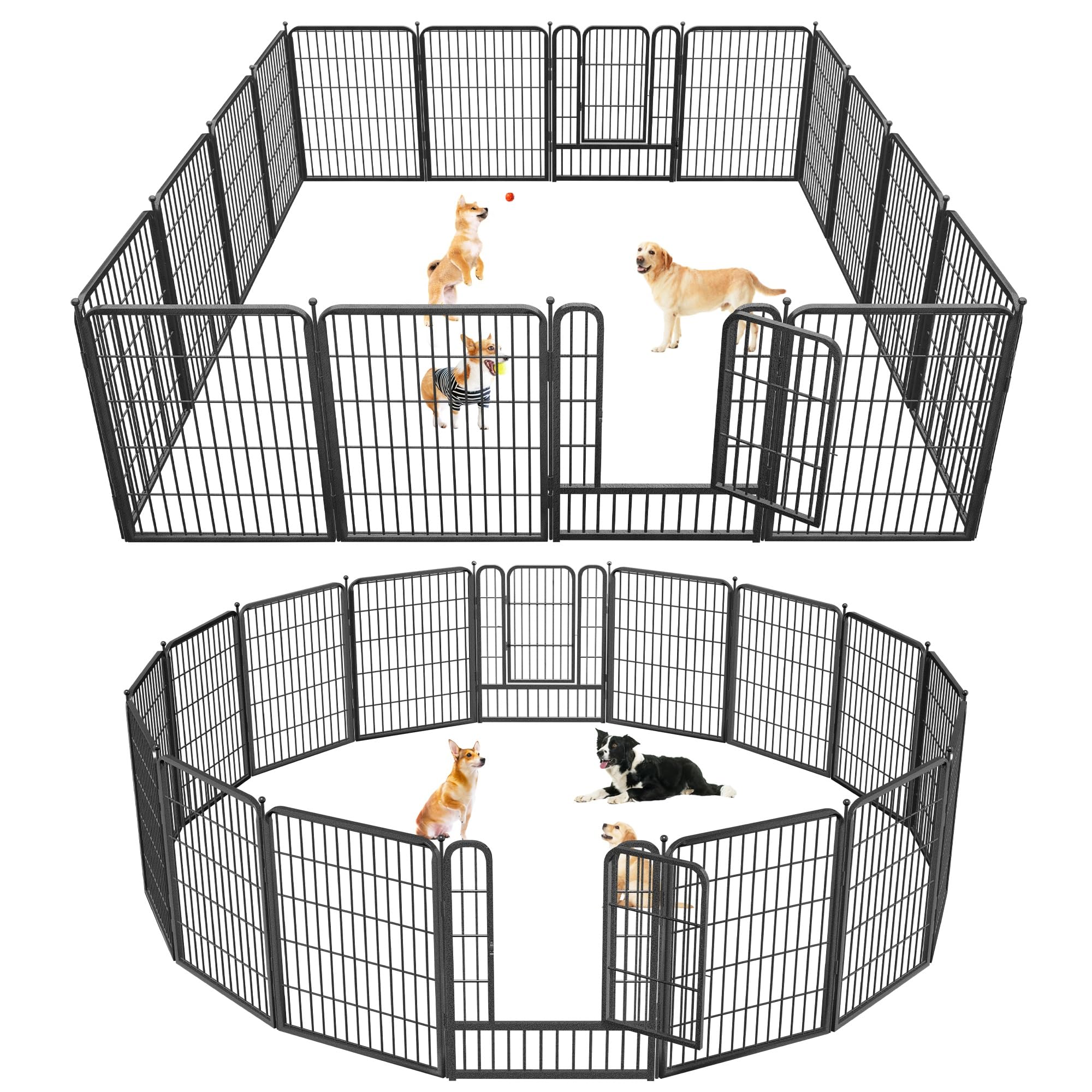 Jhsomdr Dog Playpen 32' Height 16 Panels Portable Dog Fence Outdoor For Yard Puppy Playpen Indoor Dog Pen Outdoor For Medium/Sm