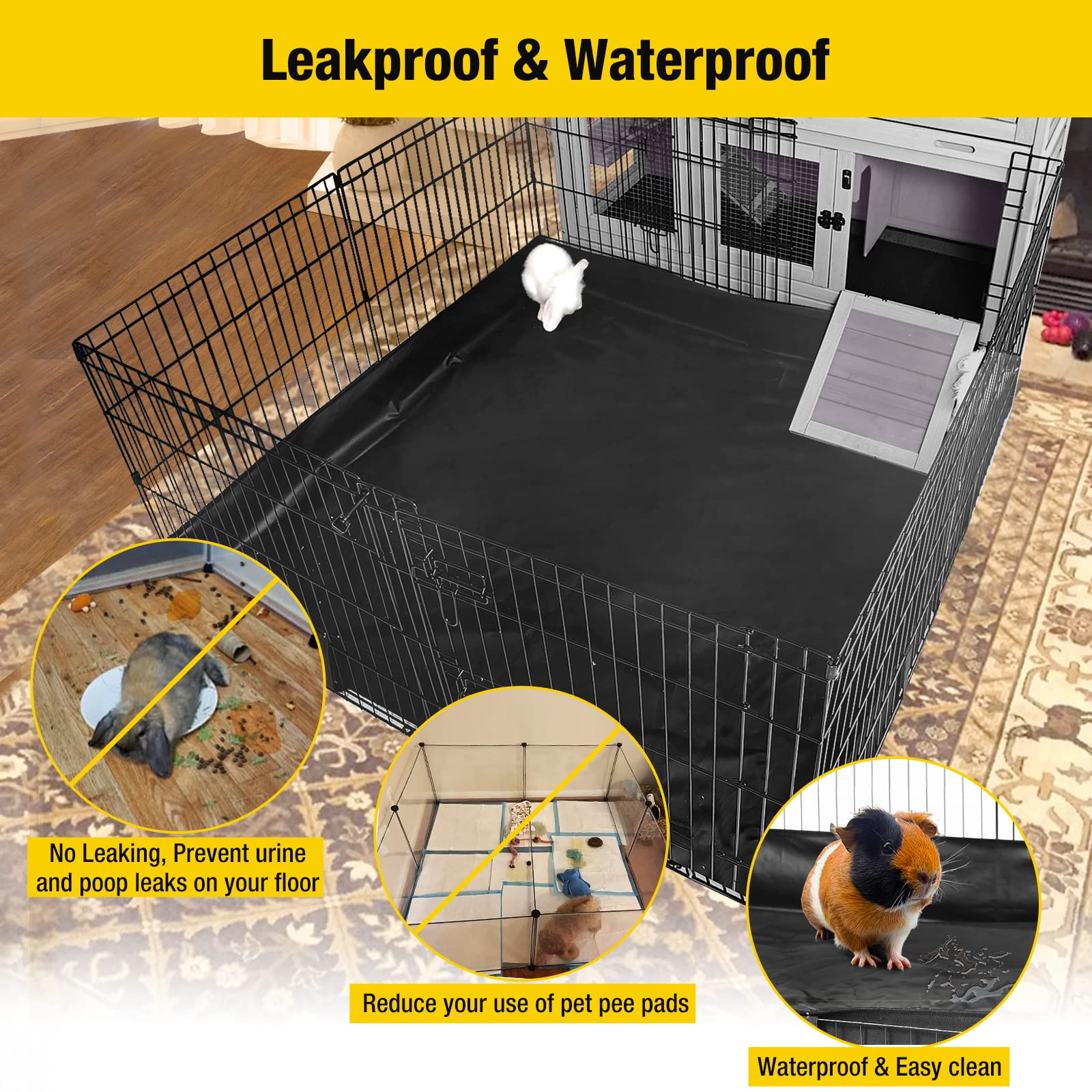 Aivituvin 47' Two Story Rabbit Hutch Bunny Cage With Wheels, Indoor Outdoor Guinea Pig Cage With 2 Deep No Leak Tray