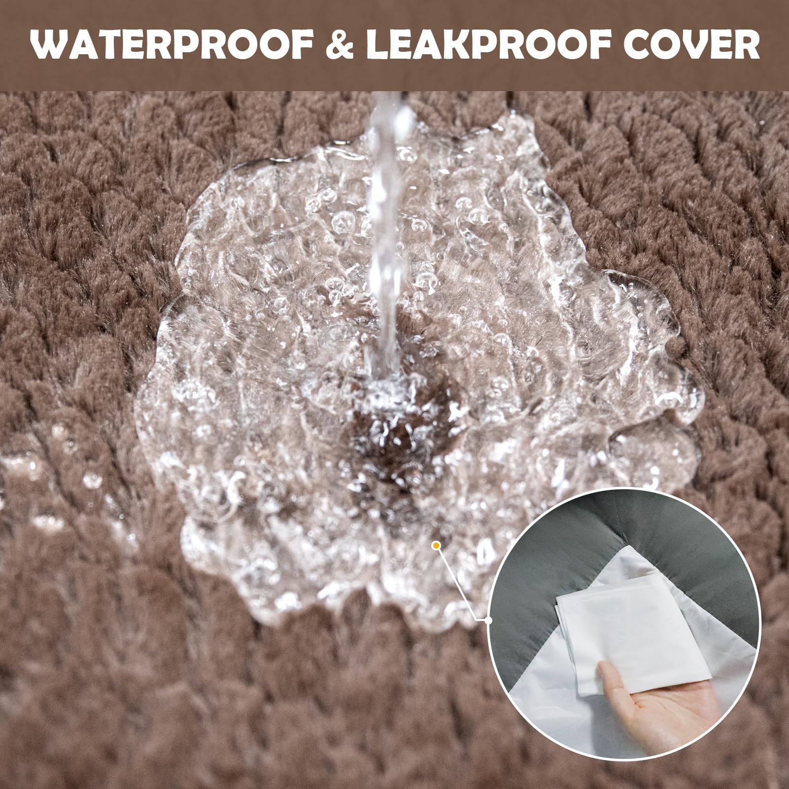 Yiruka Large Dog Bed, Brown Orthopedic Dog Bed, Waterproof Dog Bed With Removable Cover, 4-Sides Removable Bolster Dog Soft Sofa Bed With Nonskid Bottom, Washable Dog Beds For Large Dogs