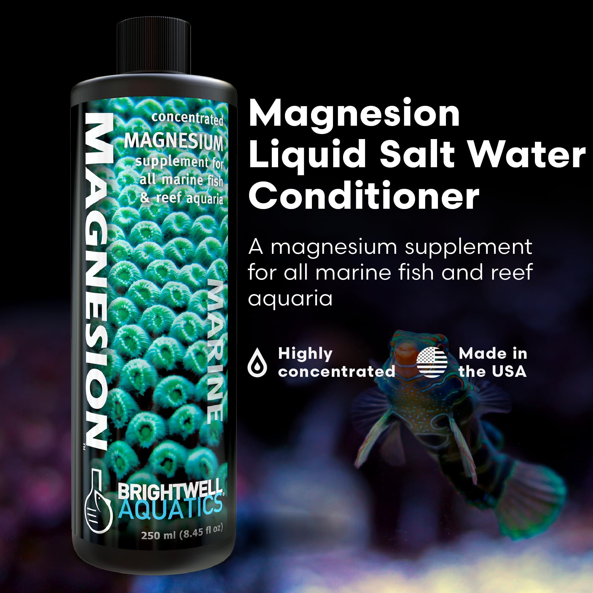 Brightwell Aquatics Magnesion Liquid Salt Water Conditioner - Concentrated Magnesium Supplement For Reef and Marine Aquariums, 8