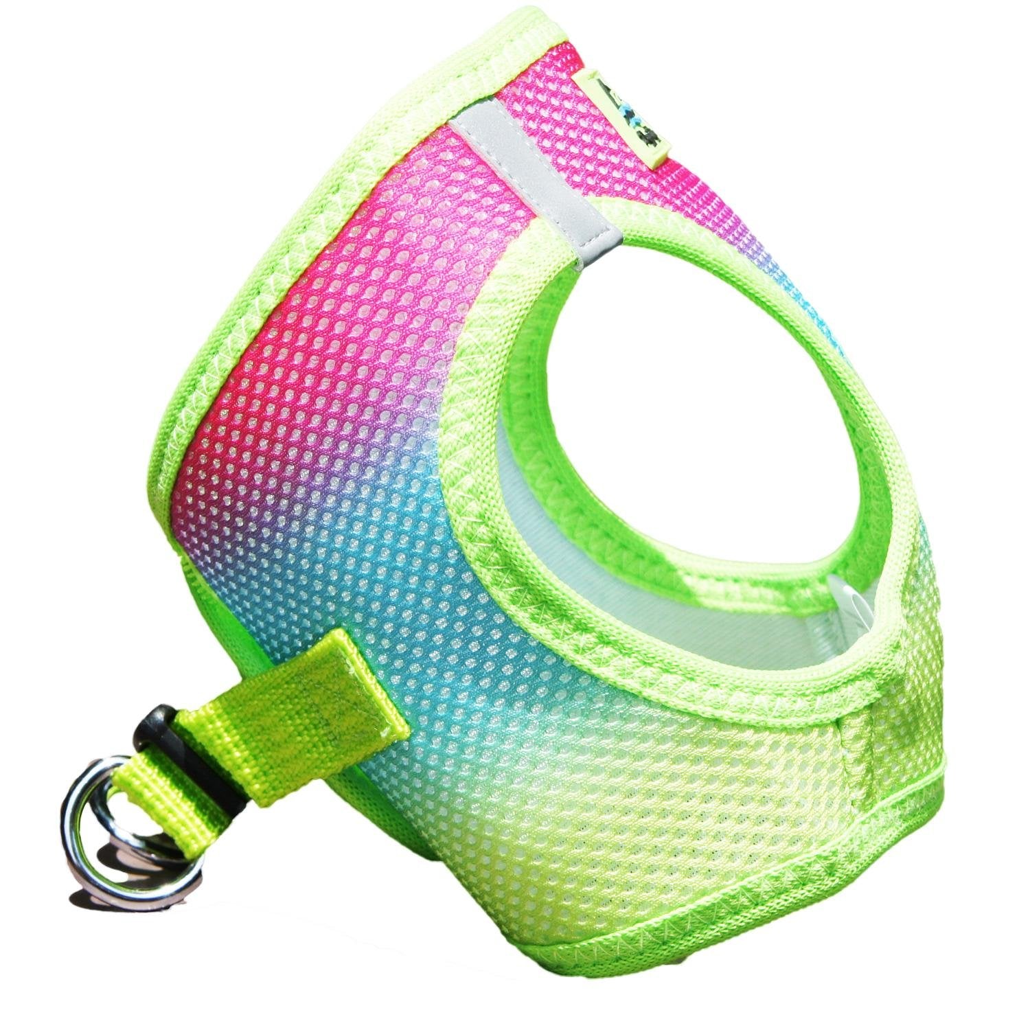 Doggie Design No Choke Dog Harness - Simple Step-In And Go Dog Vest For Small, Medium, And Large Breeds - Breathable Mesh Polyester Pet Harness - Rainbow - Xxs
