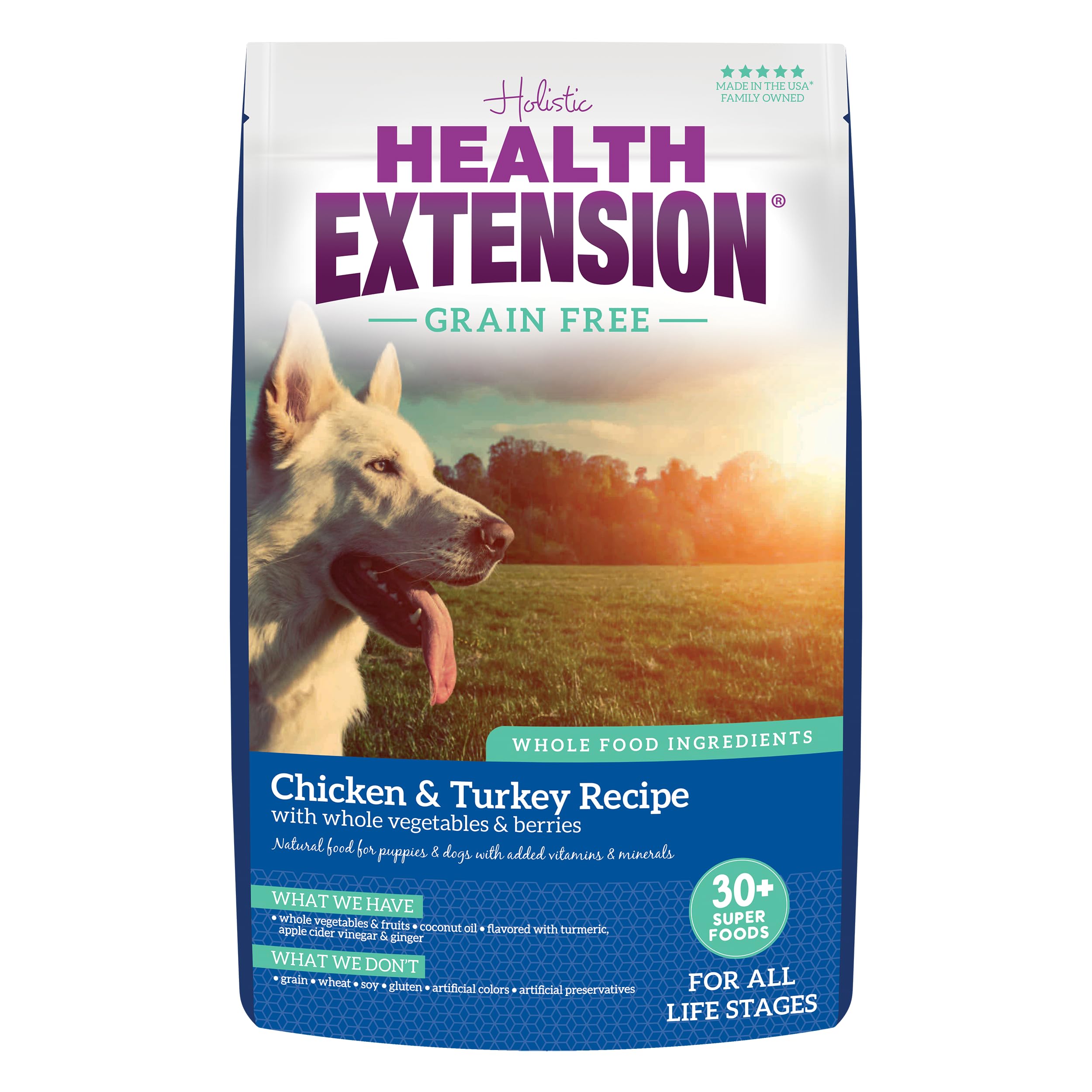 Health Extension Grain Free Chicken & Turkey Dry Dog Food (4 lb / 1.81 kg) - Whole Foods Ingredients Formula with a Blend of Tur