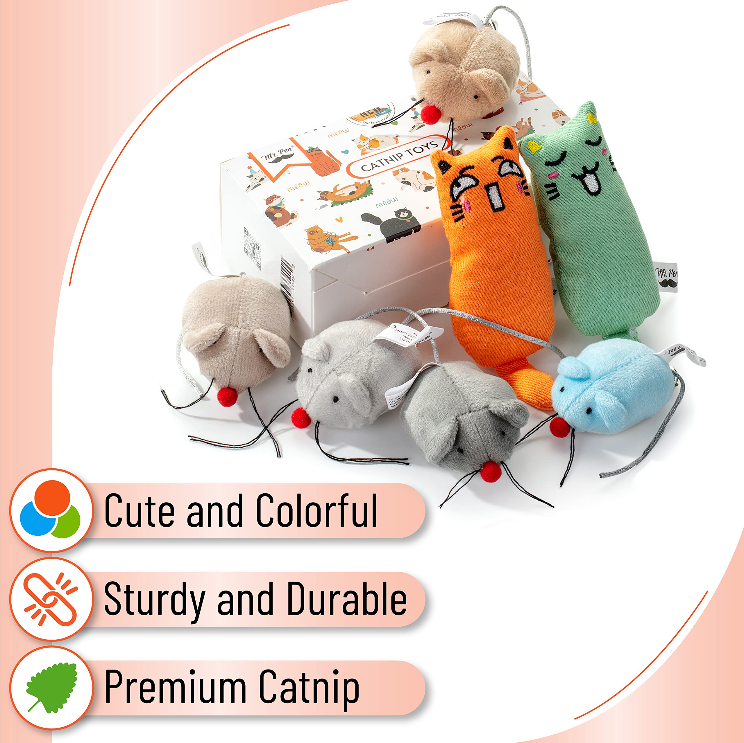 Mr. Pen- Catnip Toys, 7 Pcs, Mouse Cat Toy, Catnip Toys For Indoor Cats, Cat Nip Toys, Catnip Toys For Cats, Mouse Toy For Cats, Cat Toy Mouse, Toys With Catnip, Cat Toys Mice