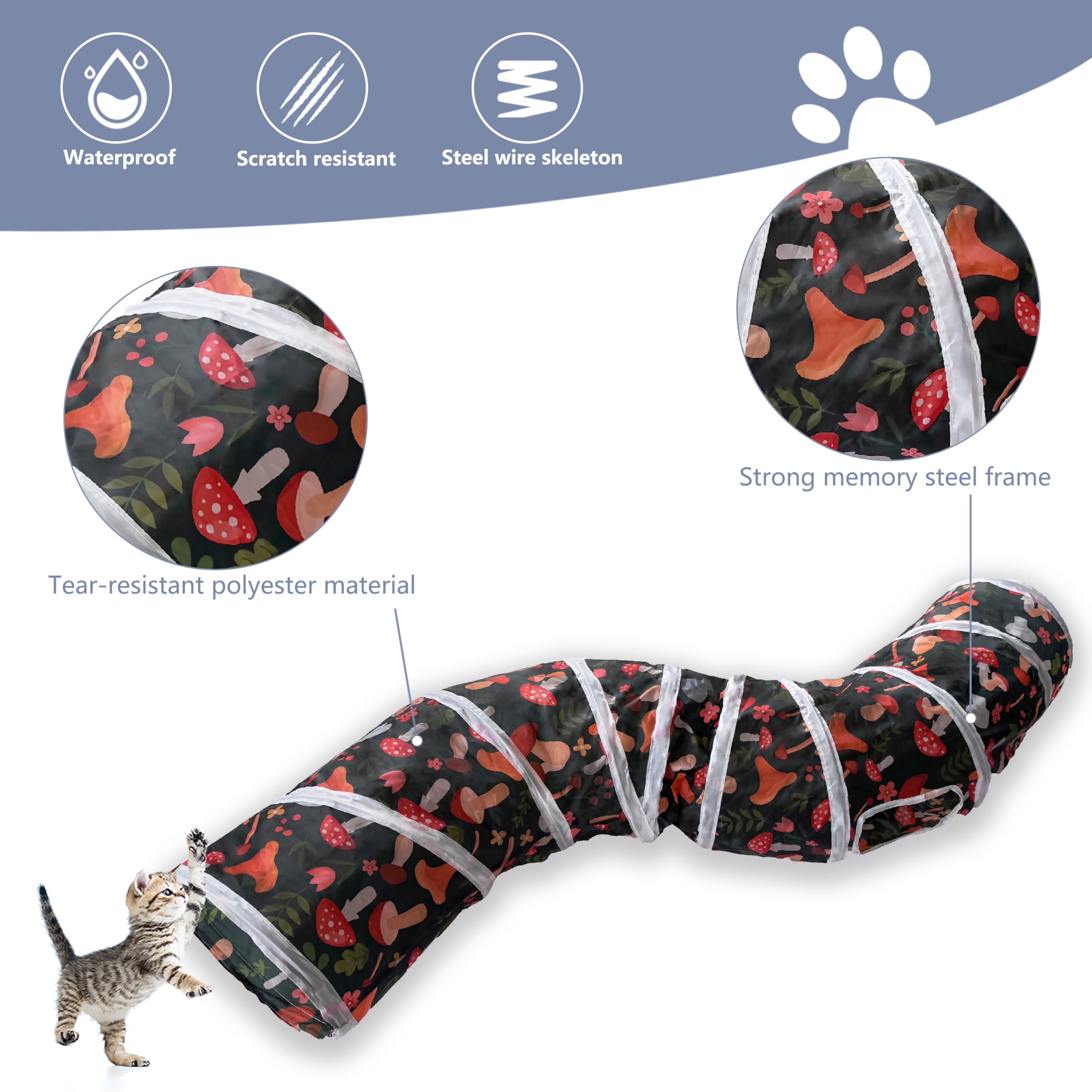 Sheldamy Cat Tunnel, S-2-Way Cat Tunnels for Indoor Cats, Collapsible Cat Play Tunnel, Interactive Toy Maze Cat House for Cats,