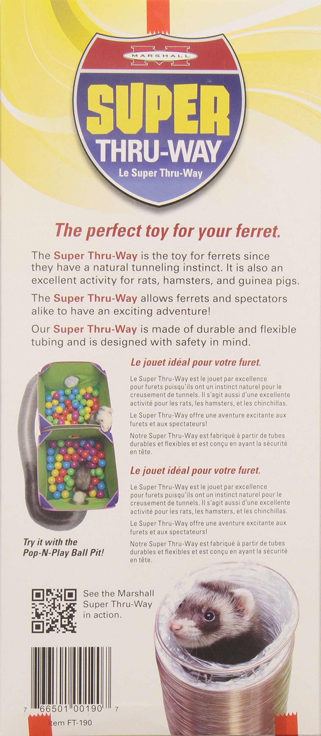 Marshall Pet Products Super Thru-Way - 15-Foot Interactive Tunnel For Ferrets And Small Pets, Durable And Flexible Design, Encourages Play And Exploration