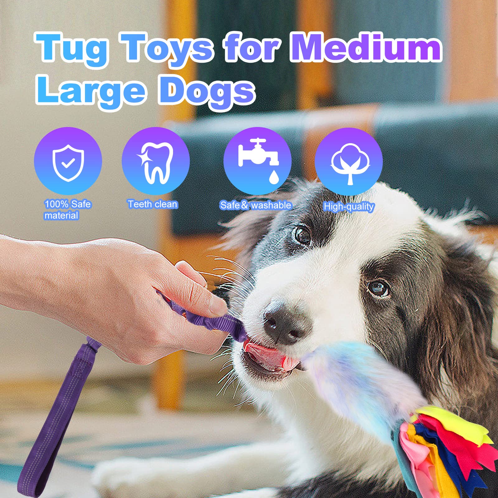 Dog Rope Toys, Nearly Indestructible Dog Rope Toys With Strong Squeak- Ideal Tug Of War Interactive Dog Training Toy, Dental Cle