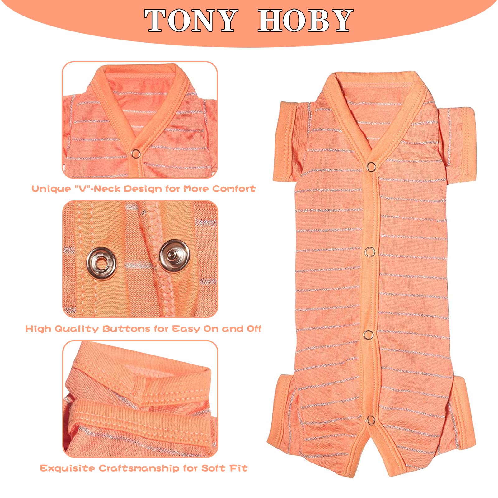 Tony Hoby Dog Pajamas, Dog Recovert Suit 4 Legs, Dog Shirt Breathable In Summer For Small Medium Dog (Orange, Girl, L)