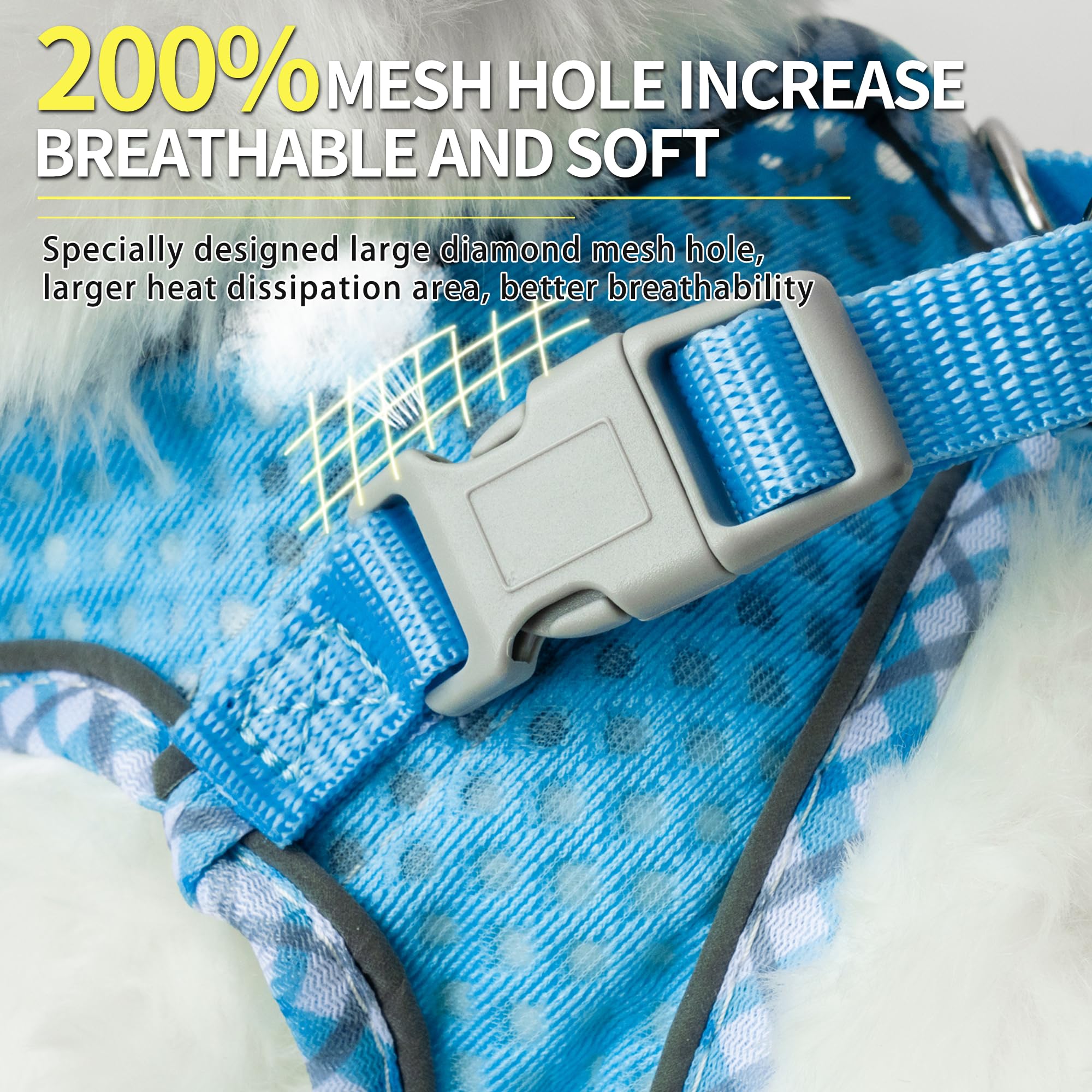 Joypaws Summer Dog Harness And Leash Set, Soft Dog Vest Harness With Super Breathable Diamond Mesh, Reflective No-Pull Pet Harne