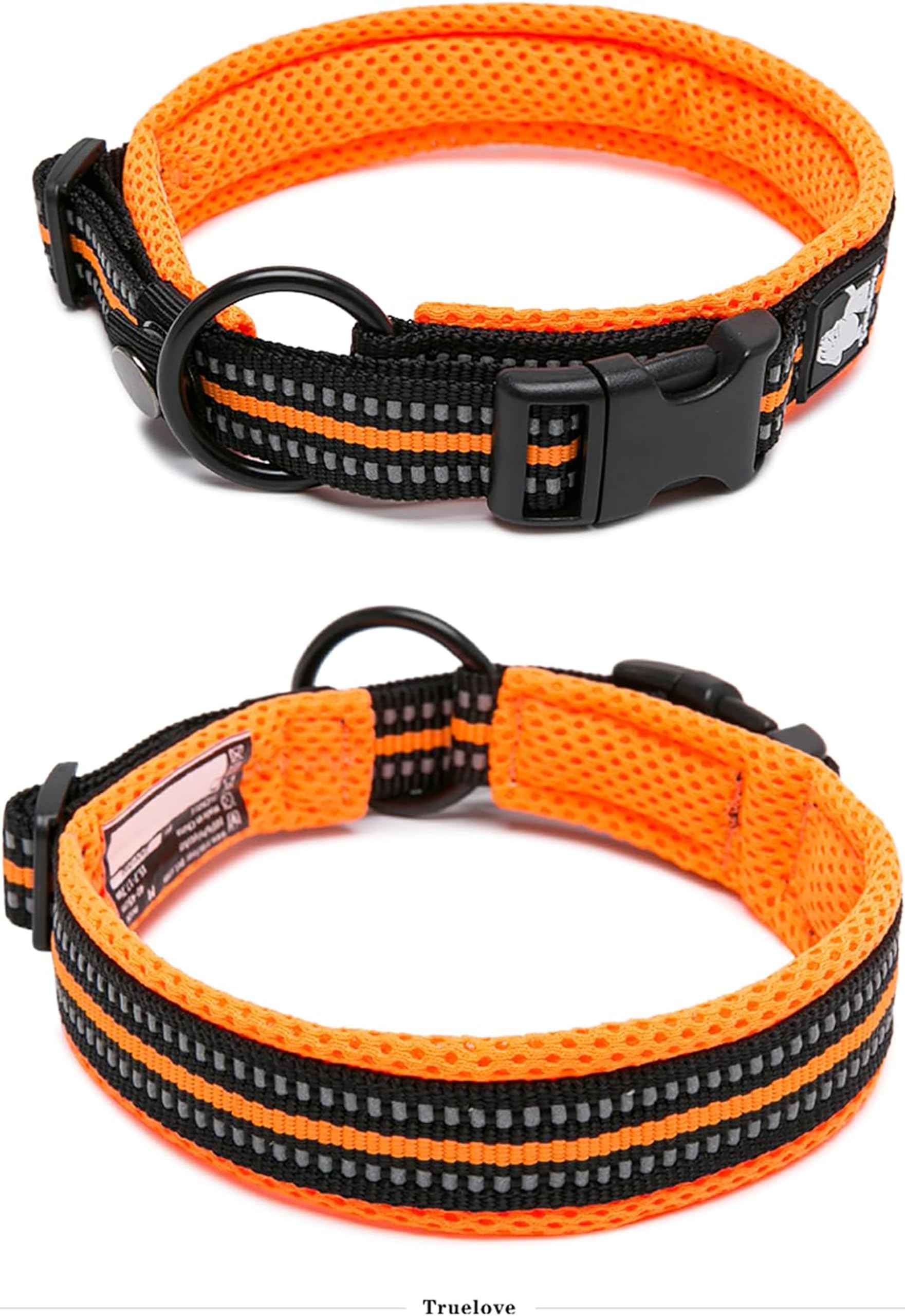 Truelove Dog Collar Reflective Premium Duraflex Buckle,High Grade Nylon Webbing No Choke Basic Collars Tlc5011(Orange,Xs)