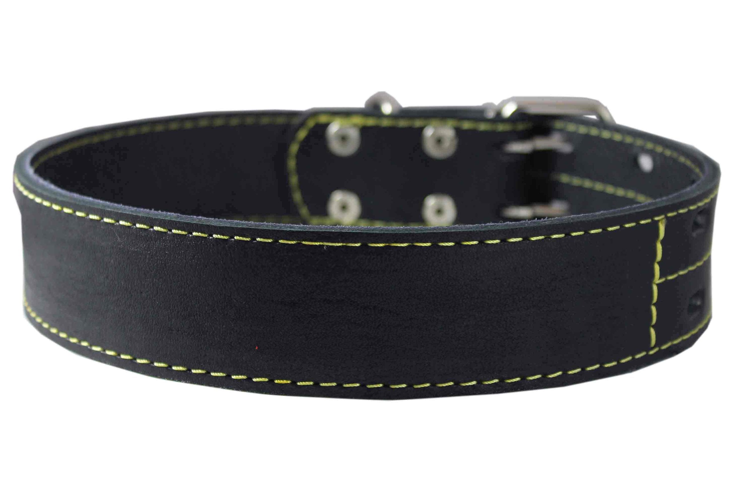 Genuine Thick Leather Dog Collar 20'-27' Neck Size, 1.75' Wide, Black Mastiff, Great Dane