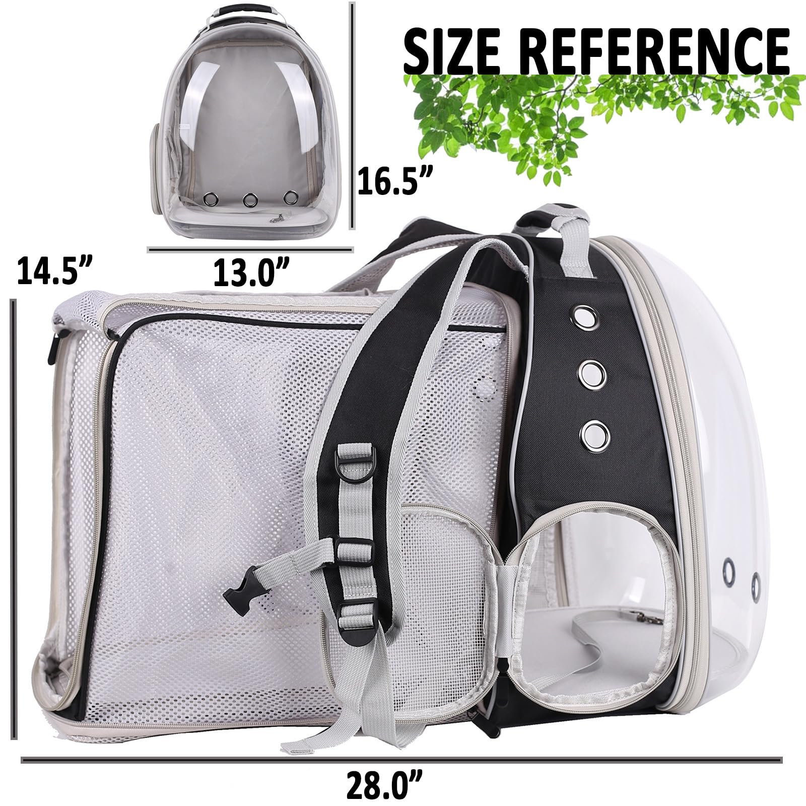 Back Extension Pet Backpack Carrier For Cat And Small Puppy Up To 13 Pounds, Clear Space Capsule Astronaut Transparent Bubble Wi