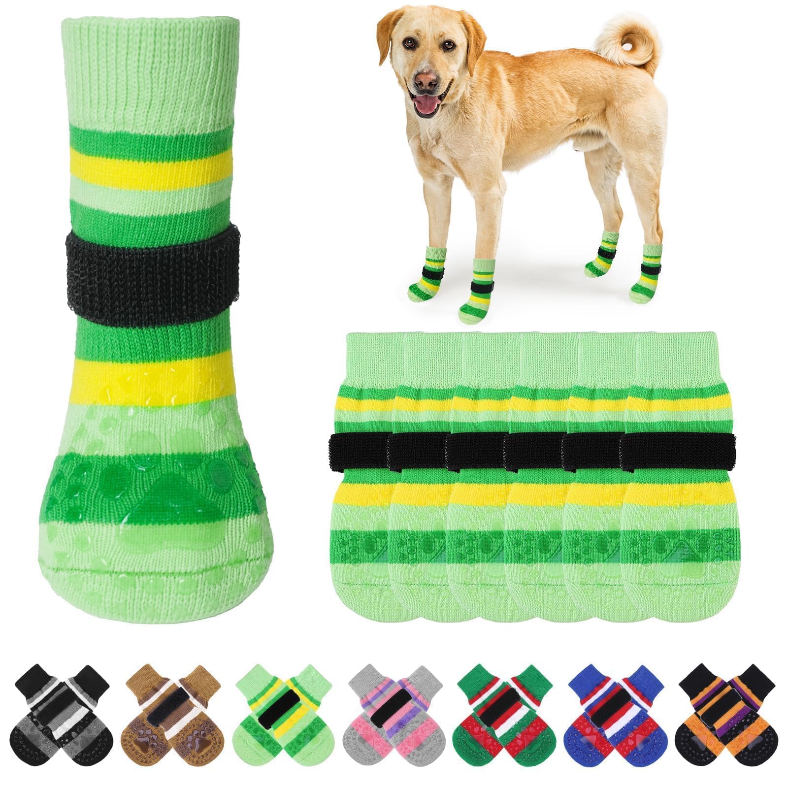 KOOLTAIL Easter Anti Slip Dog Socks for Cold Pavement to Prevent Licking Paws with Grippers, 3 Pairs Paw Protector, Double Sides