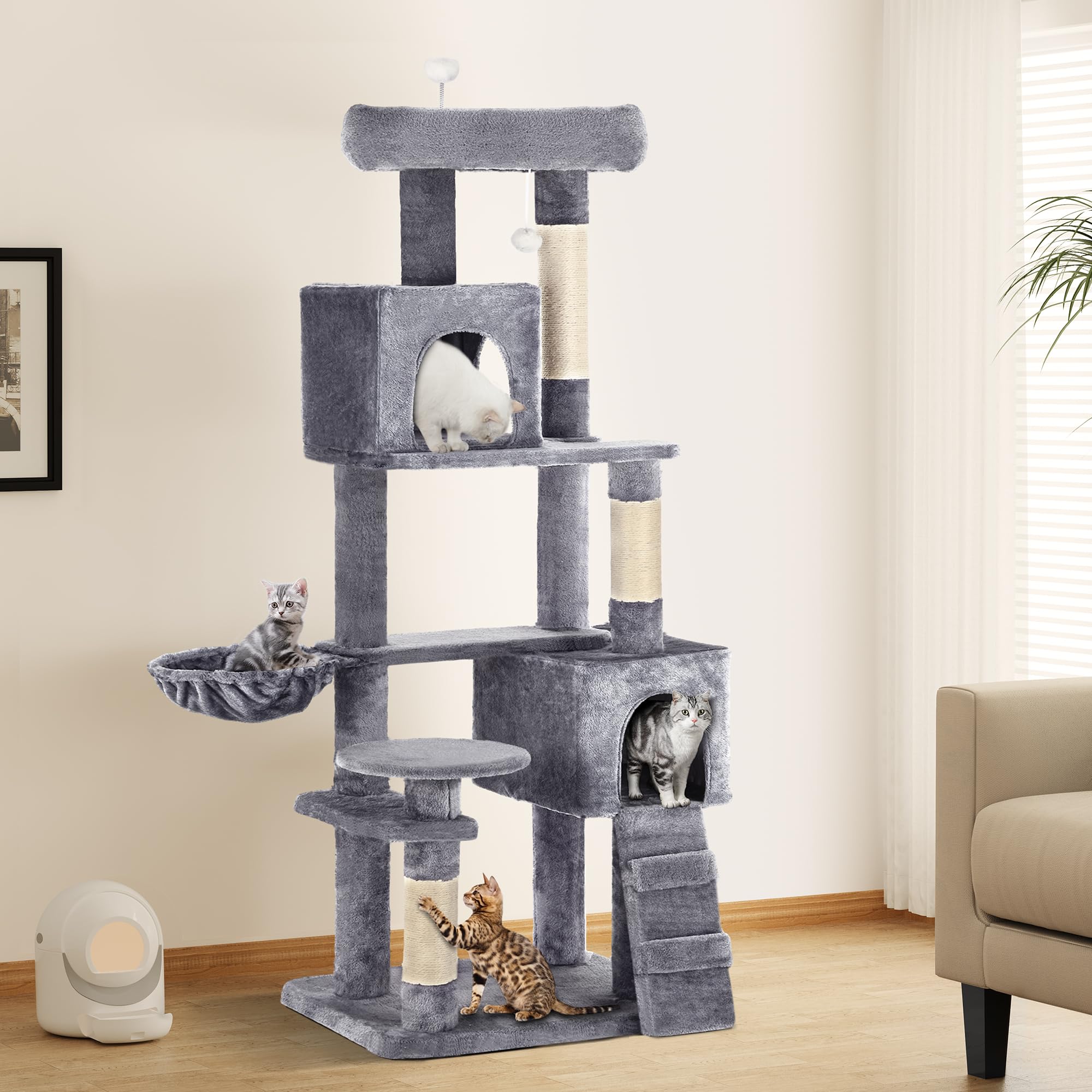 Yitahome 70.8In Cat Tree Tower For Indoor Cats, Multi-Level Cat Furniture With Scratching Posts,Cat Window Padded Plush Perch,Co
