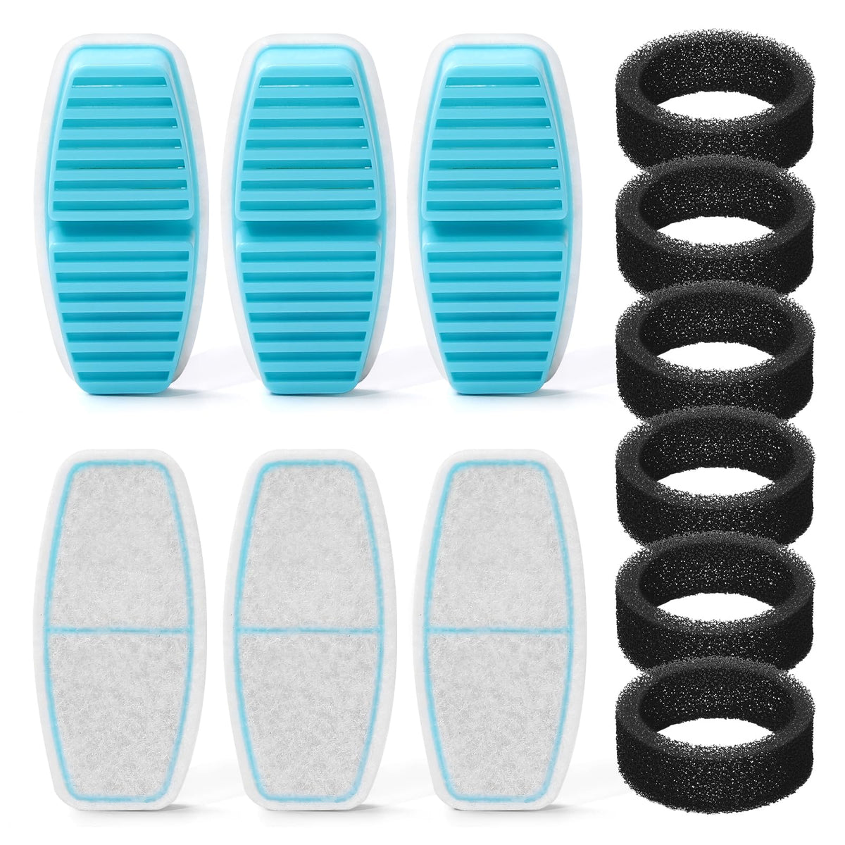 Fofnon Dog Water Fountain Filter: 12 Filters - 6 Pieces + 6 Sponges - Suitable For Wired Dog/Cat Fountain