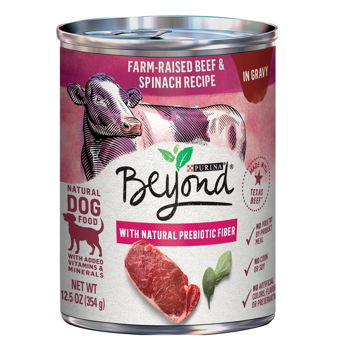 Purina Beyond Farm-Raised Beef And Spinach In Gravy Grain Free Wet Dog Food - (Pack Of 12) 12.5 Oz. Cans