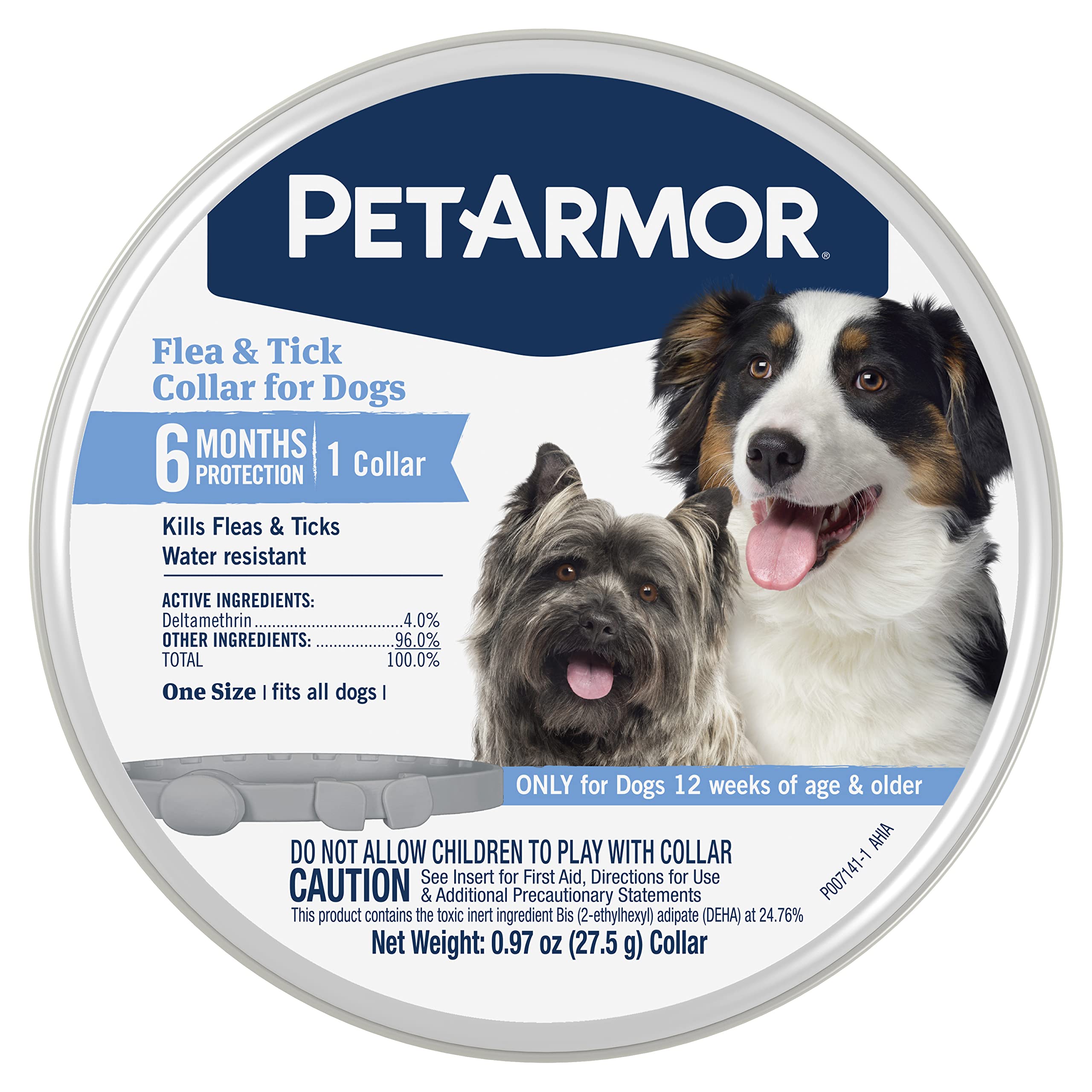 PetArmor Flea & Tick Collar for Dogs, Kills Fleas & Ticks, Long Lasting Protection for 6 Months, Water Resistant, One Size Fits 