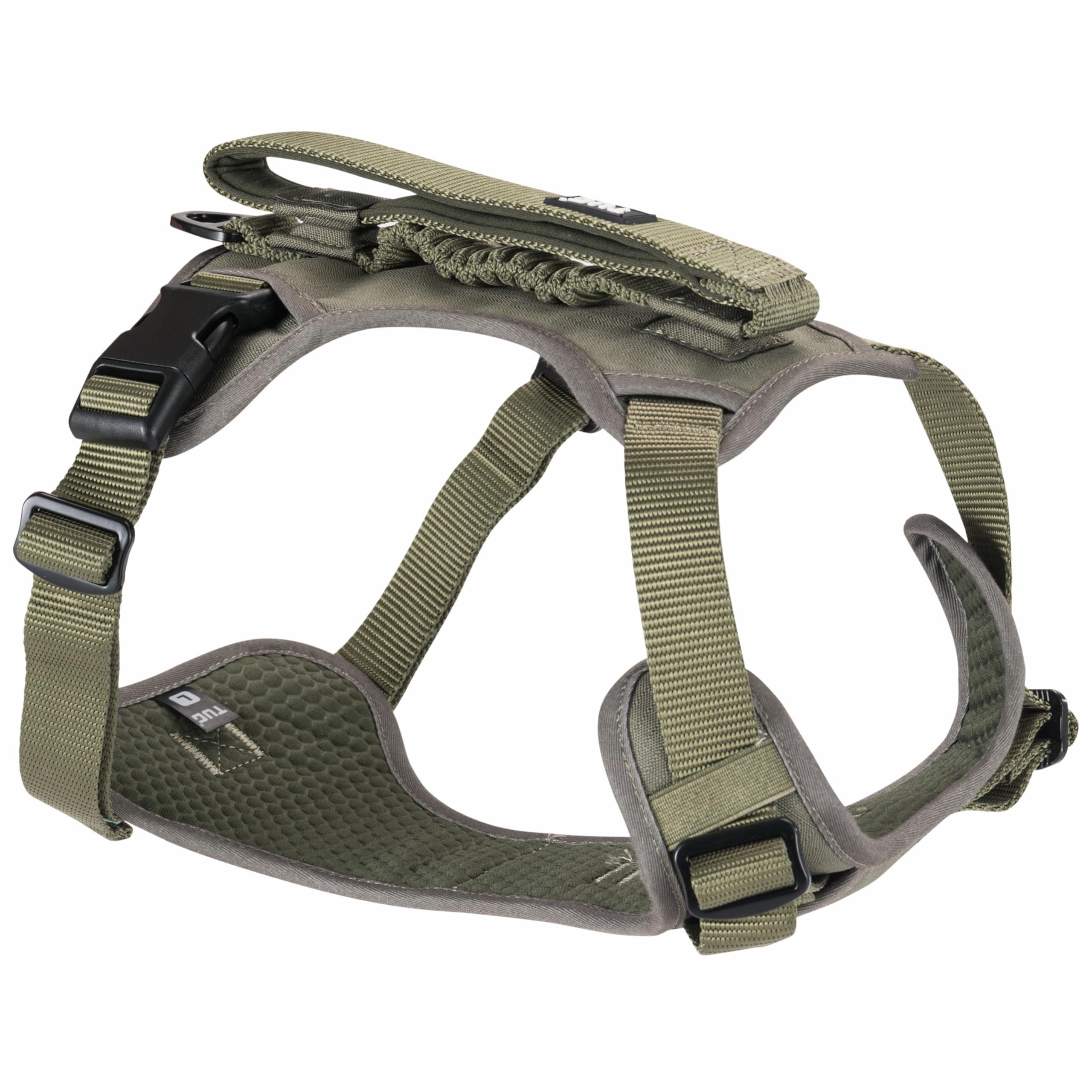 Tug Grab Dog Harness | Integrated Traffic Leash Magnetically Attached For Quick Control (Small/Green)