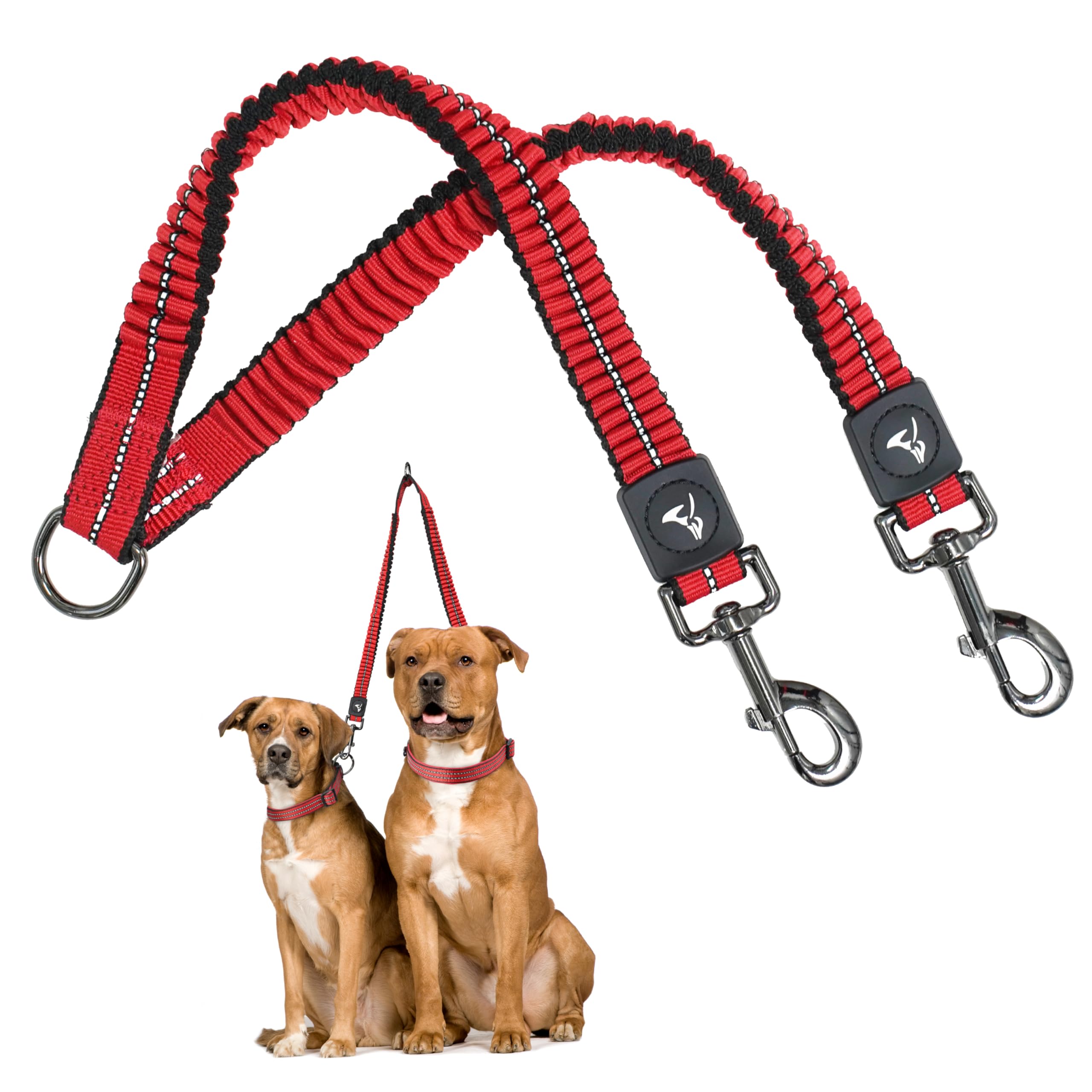 Kruz Double Dog Coupler - Kzvx2-03M - Tangle Free Dog Walking & Training Dual Extension - Comfortable, Shock Absorbing - Reflect