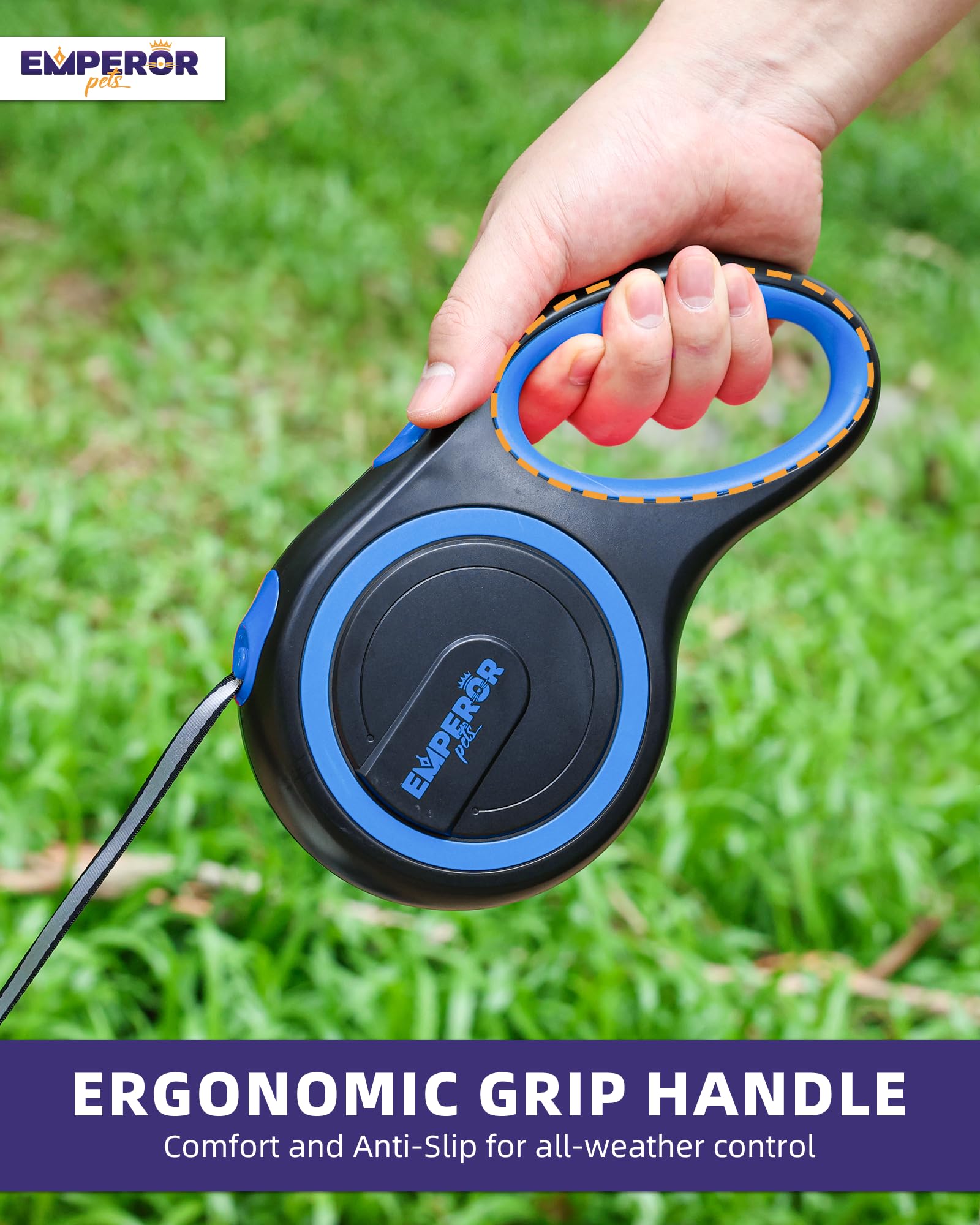 Emperor Pets 26 Ft Retractable Leash Large Dogs - Up To 110Lb, Heavy Duty Retractable 26 Ft Leashes For Large Breed Medium Dogs