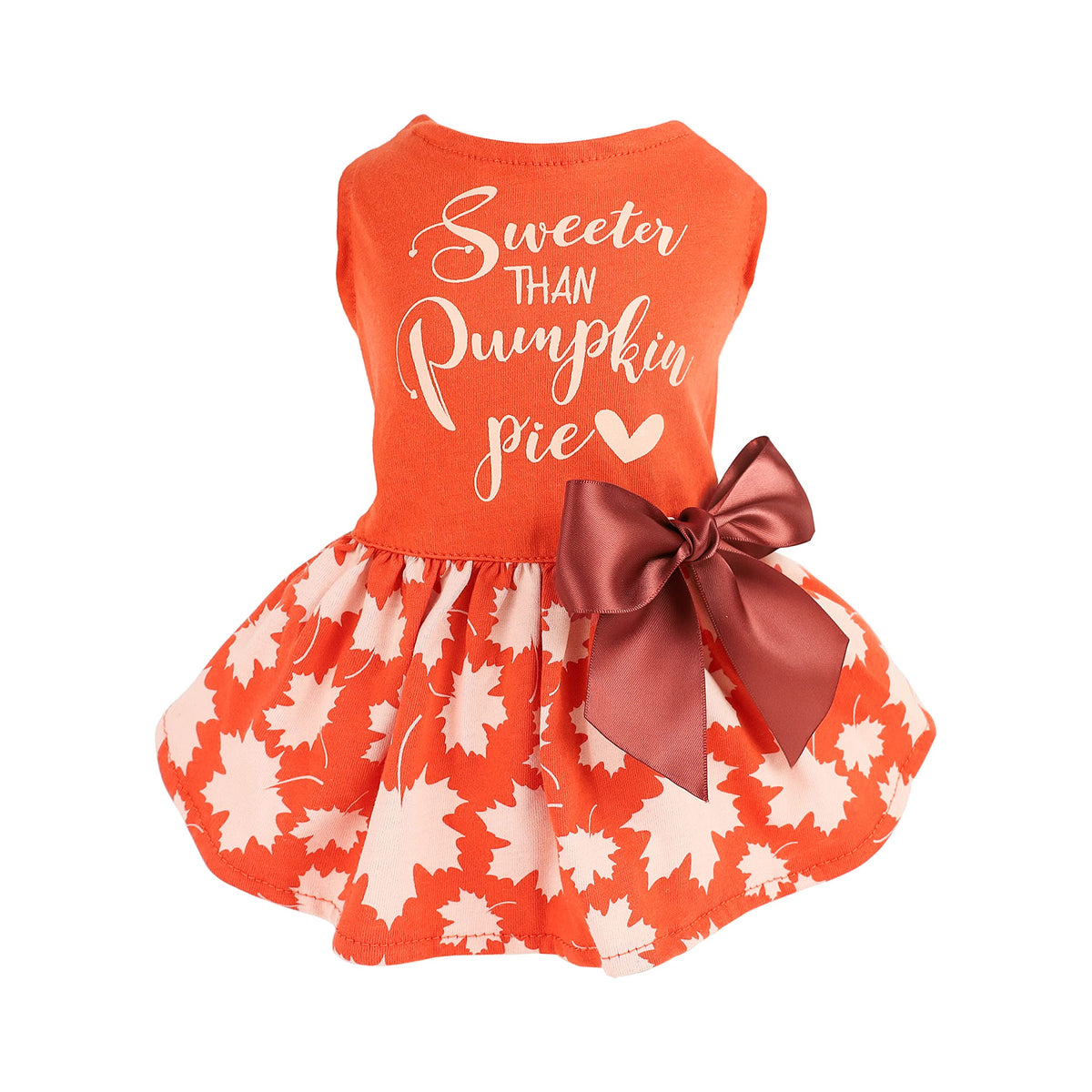 Fitwarm Thanksgiving Sweeter Than Pumpkin Pie Dog Dress 100% Cotton Puppy Costumes Pet Clothes Holiday Girl One-Piece Doggy Outf
