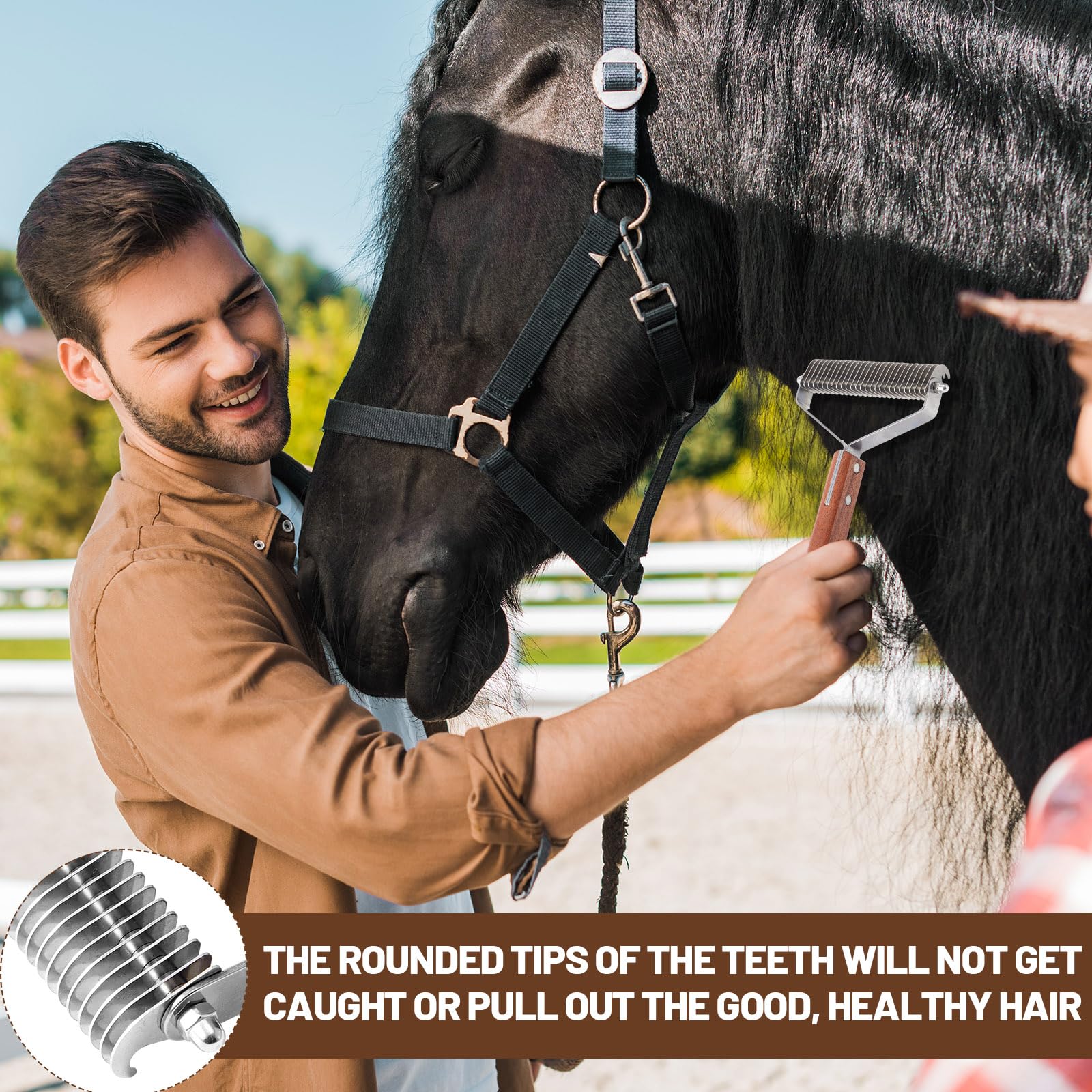 Abbylike Large Cow Brush Livestock Scratching Horse Comb for Goats Brush Cattle Supplies Shedding Dematting Comb with 27 Stainle