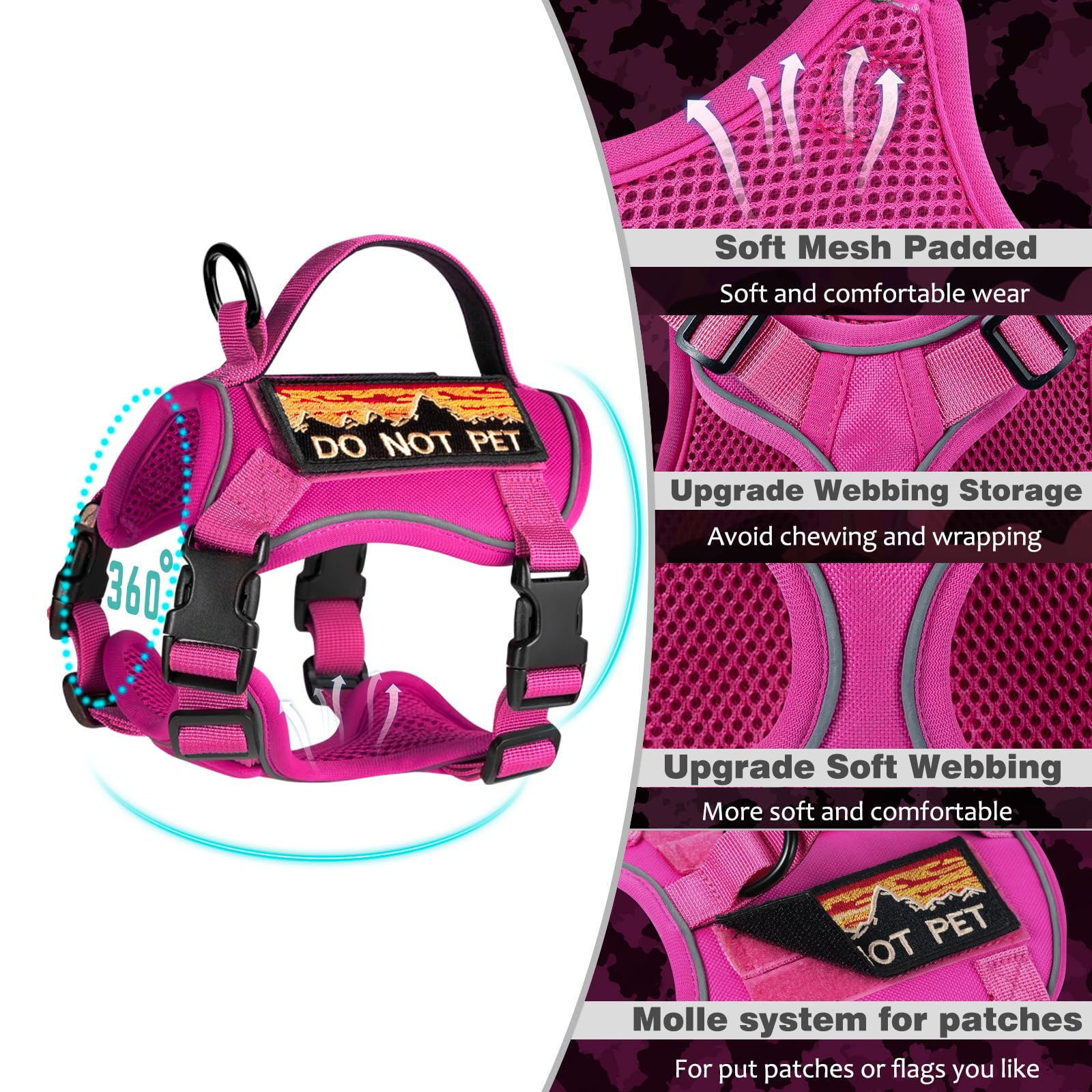 Nanappice Tactical Cat Harness For Walking, Adjustable Escape Proof Pet Vest For Large Cat,Easy Control Breathable Cat Vest With