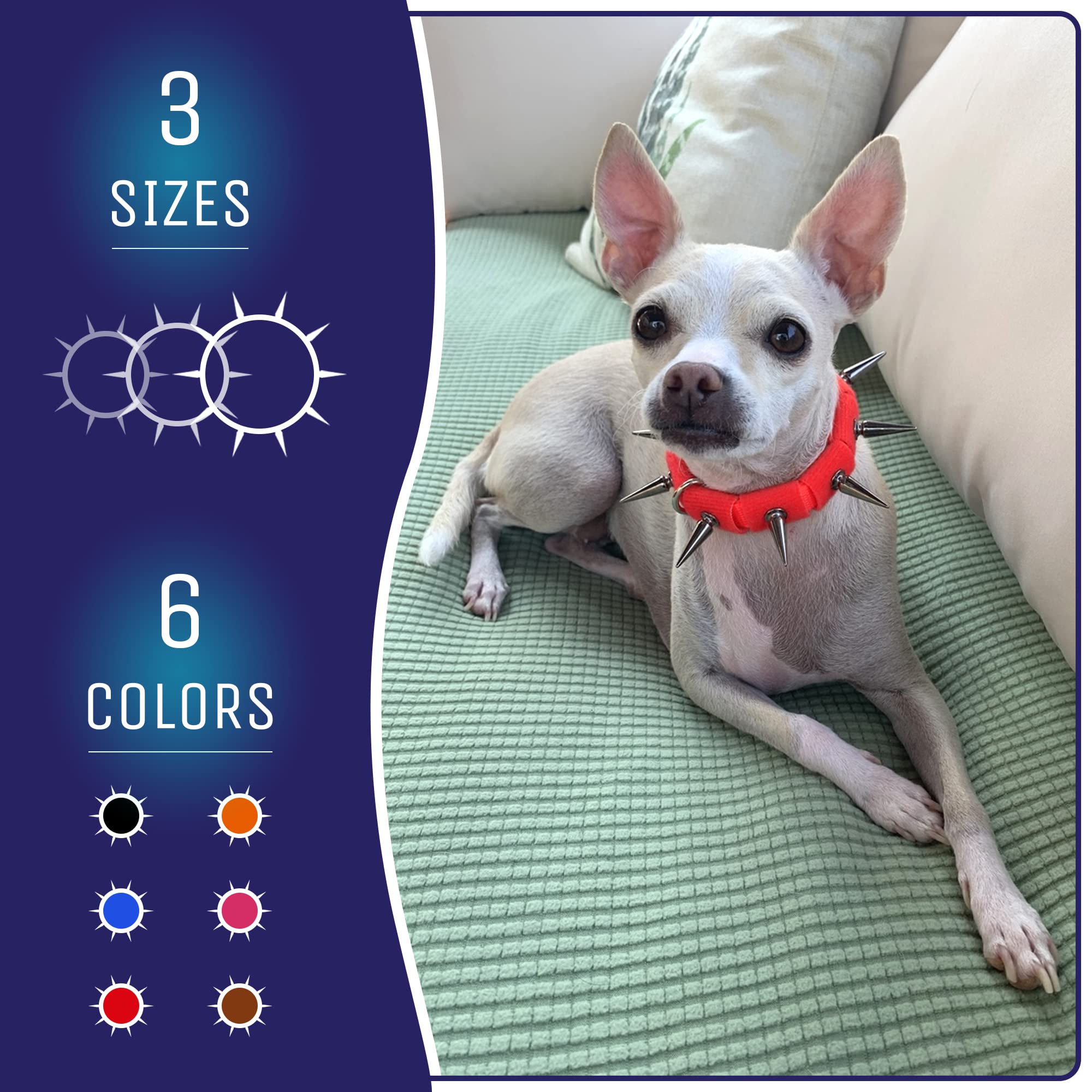 Coyotecollar Spiked Dog Collar - Red Small Spike Collar For Dogs, Adjustable Spiked Collar, Studded Dog Spike Collar, And Coyote