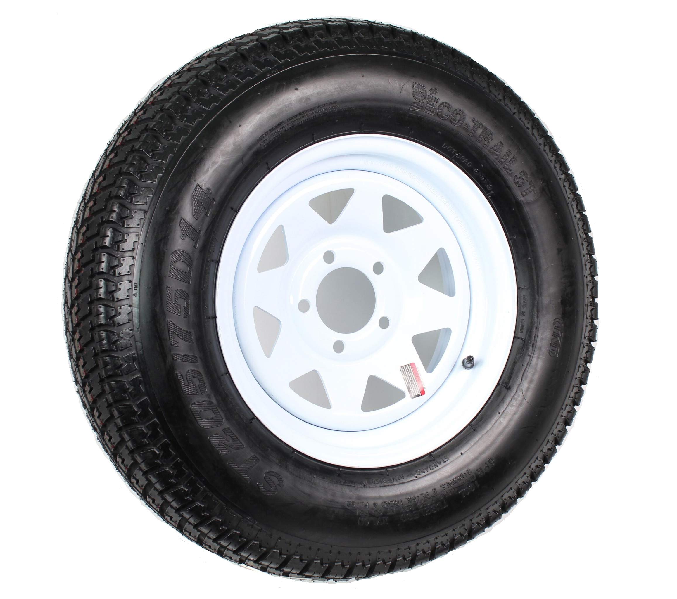 Kenda K550 St205/75D-14 Bias Tire W/ 5H Spoke White W/Stripe, Lrc - Loadstar