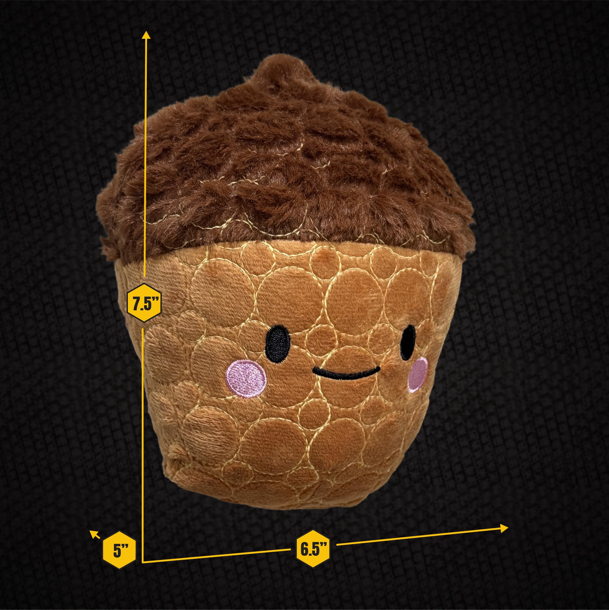 Bite Force Cheeky Acorn Dog Toy - Kevlar-Reinforced, Durable Squeaker for Small, Medium, Large Dogs - Brown, Model BF1199