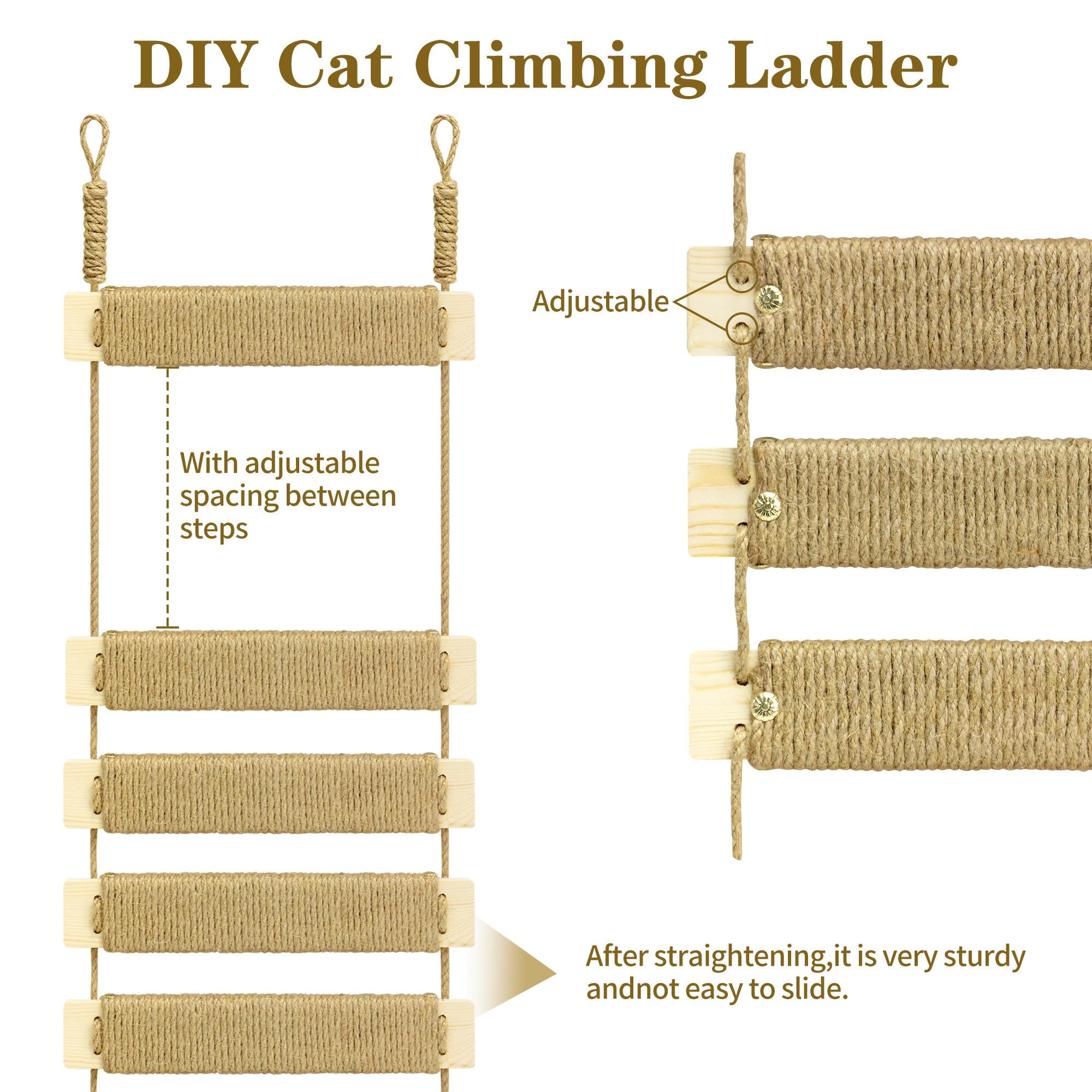 22In Cat Ladder Bridge Tree Tower Cat Cage Accessories Furniture Climbing Frame Toys For Indoor Cats Scratching Post (22X9.8In)