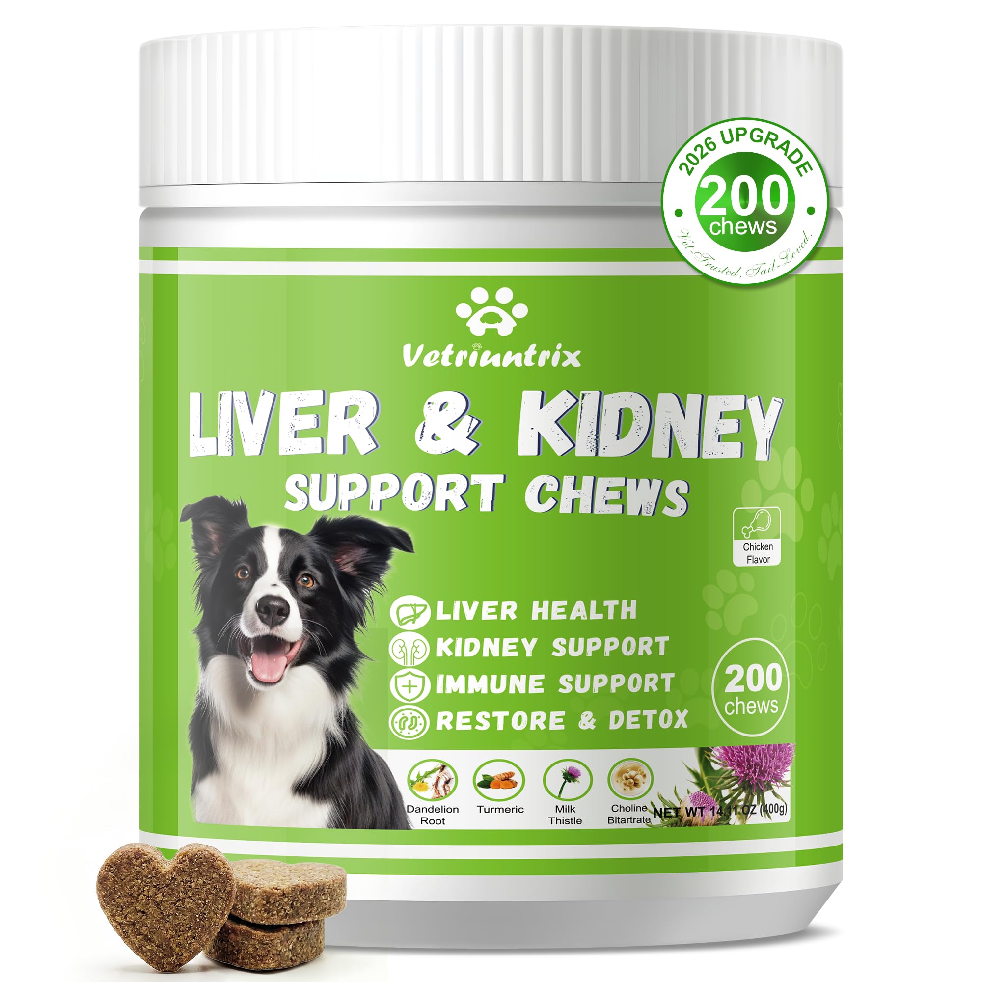 Vetriuntrix Liver Support for Dogs, Milk Thistle for Dogs - Detox, Metabolic, Dog Multivitamin Supplement for Liver and Kidney S