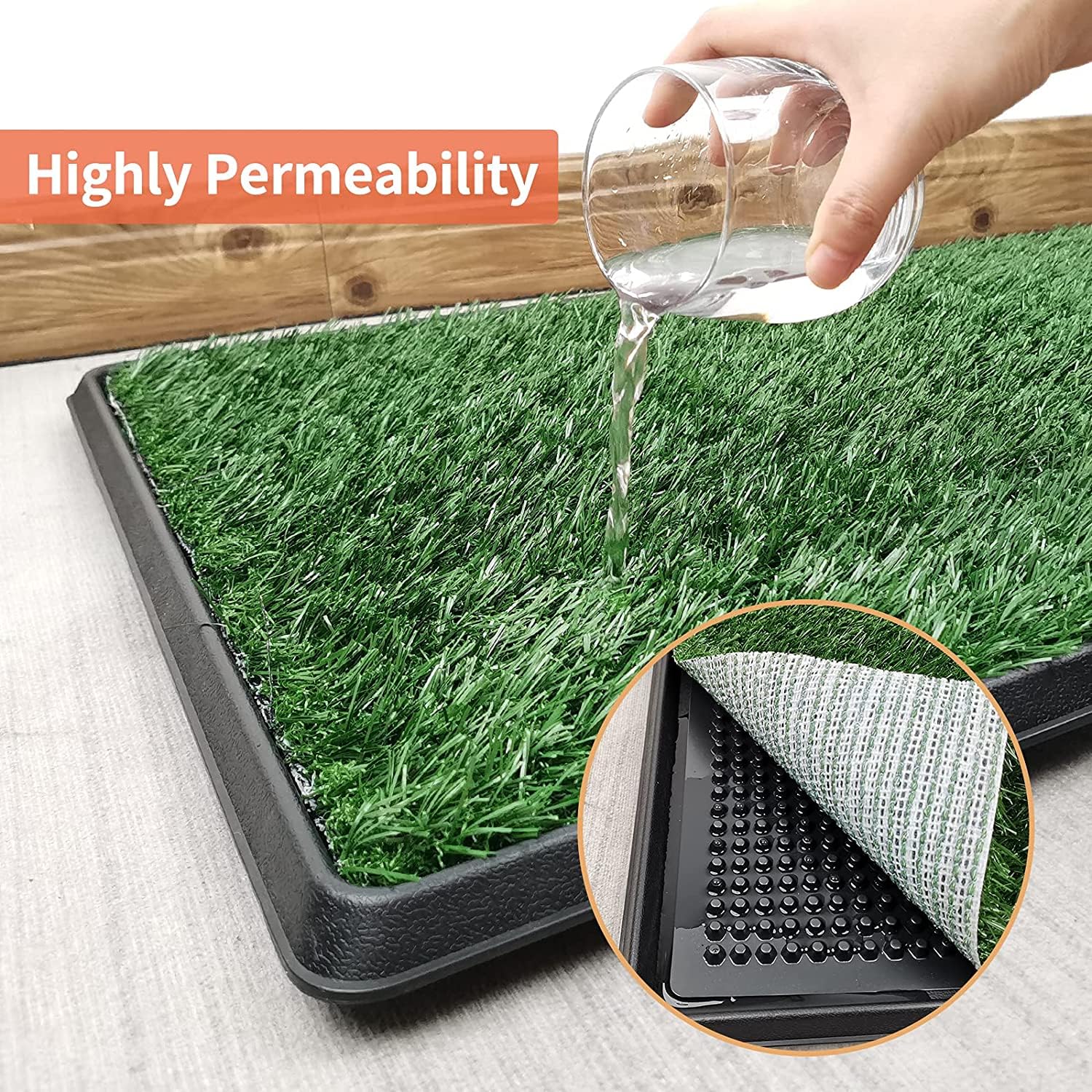 Dog Grass Pet Loo Indoor/Outdoor Portable Potty, Dog Litter Box, Artificial Grass Patch Bathroom Mat and Washable Pee Pad for Pu