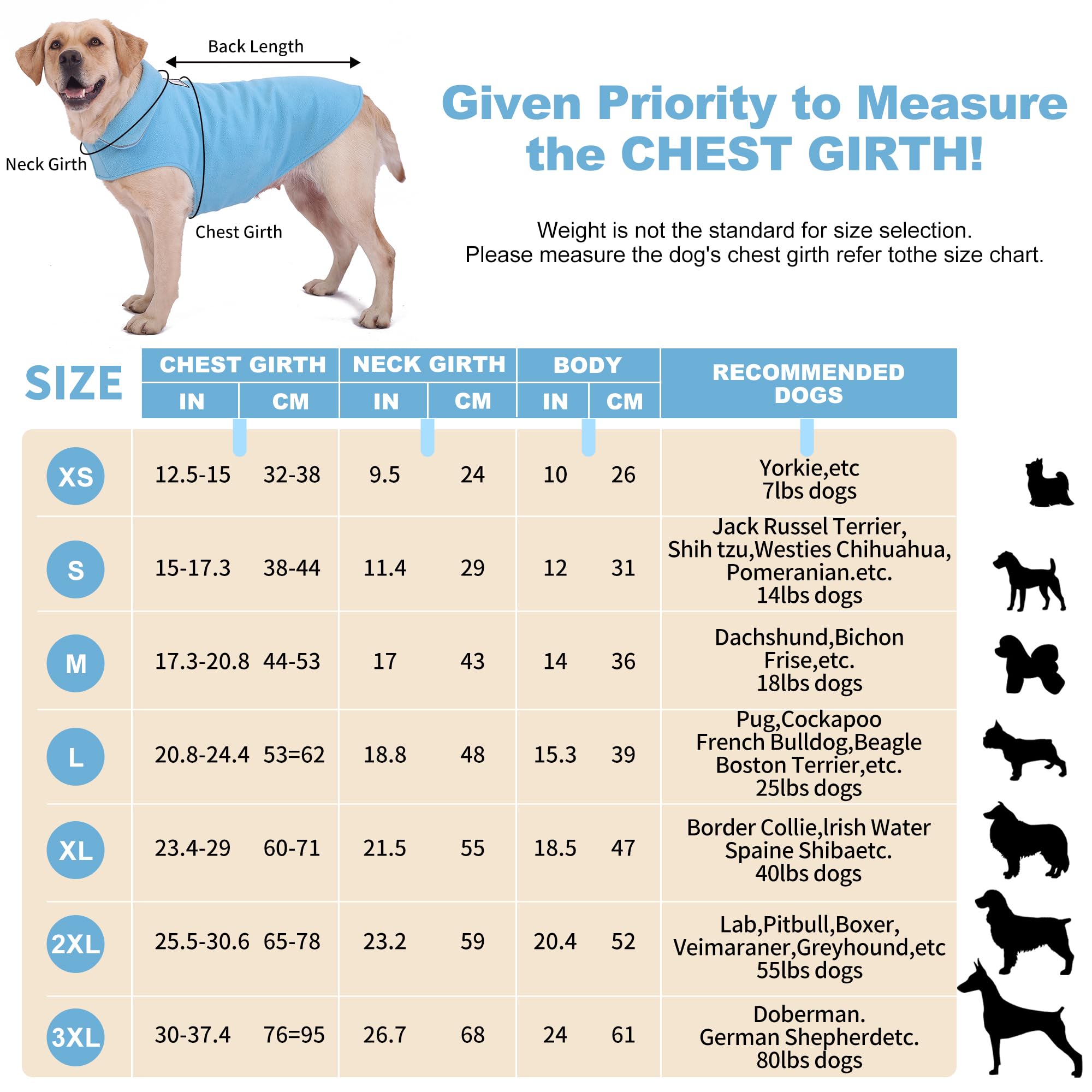 Fleece Dog Coat Pet Jacket Reflective For Cold Weather For Extra Large To Small Pets(Blue,Xs)
