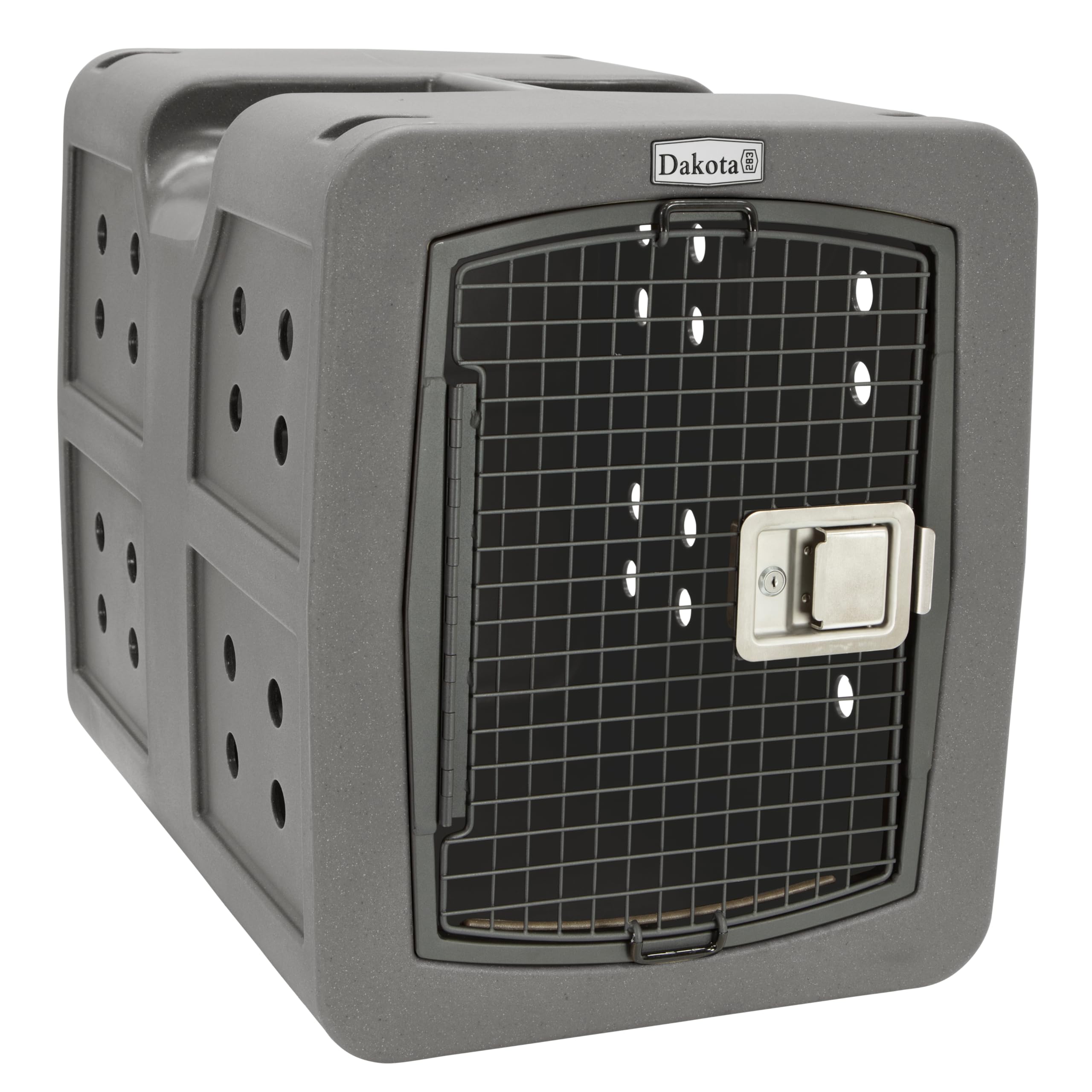 Dakota283 G3 Portable And High Security Polyethylene Framed Door Dog Kennel With Keyed Paddle Latching Door, Medium, Dark Granit