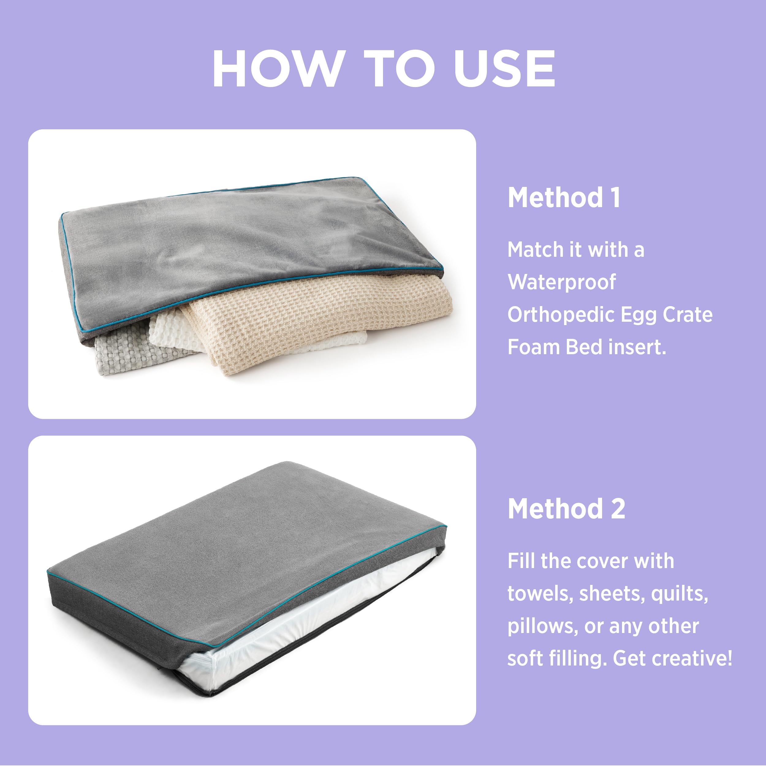 Lesure Dog Bed Cover Flannel Small Washable Plush Fleece Replacement Cover For Orthopedic Pet Mat 24X16X3 Inches, Grey