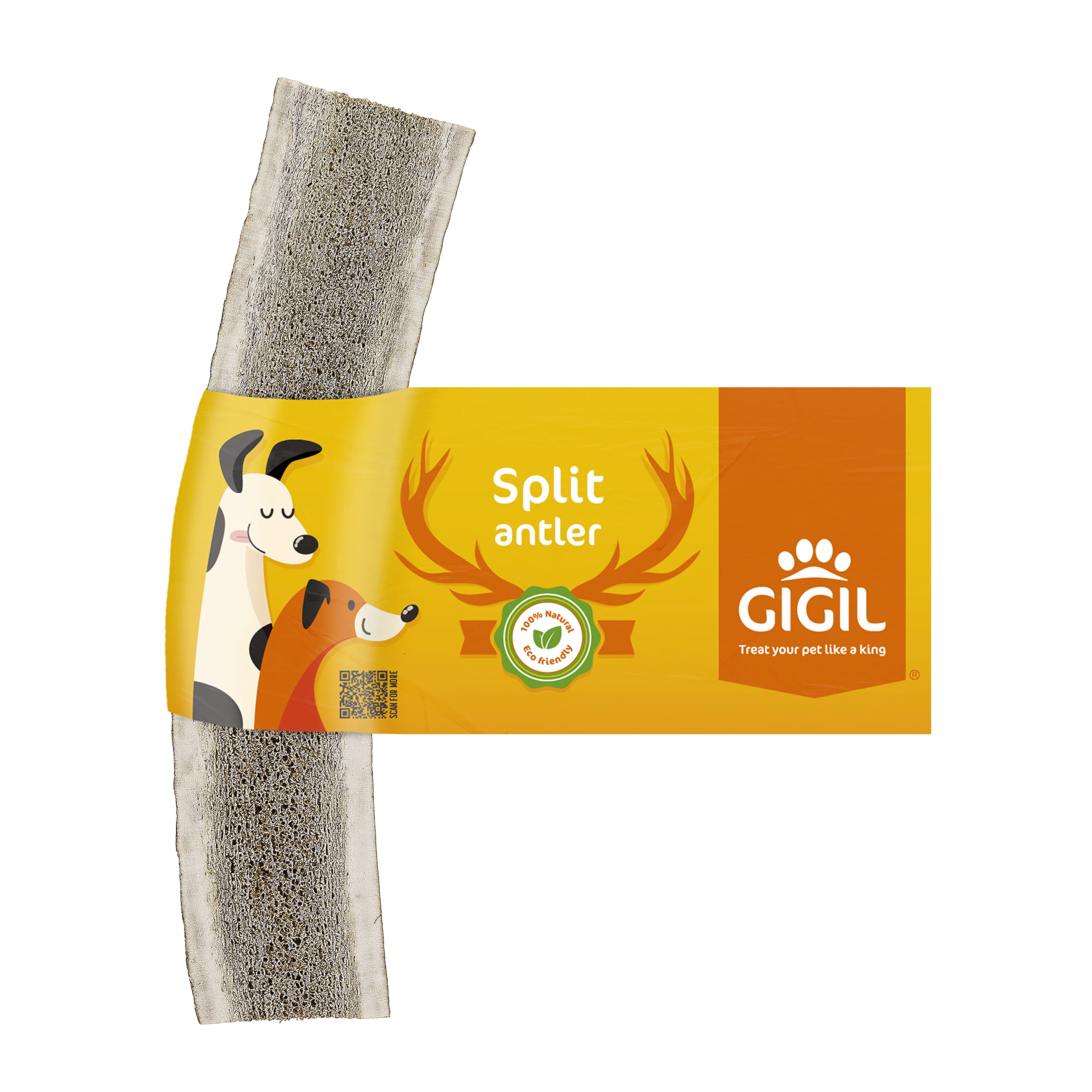 Gigil Treat You Pet Like A King - 100% Natural Deer Split Antlers For Large Dogs - Premium Elk Antlers - Long Lasting Dog Chew Toy - Naturally Shed And Organic Antlers For Dogs - Size L