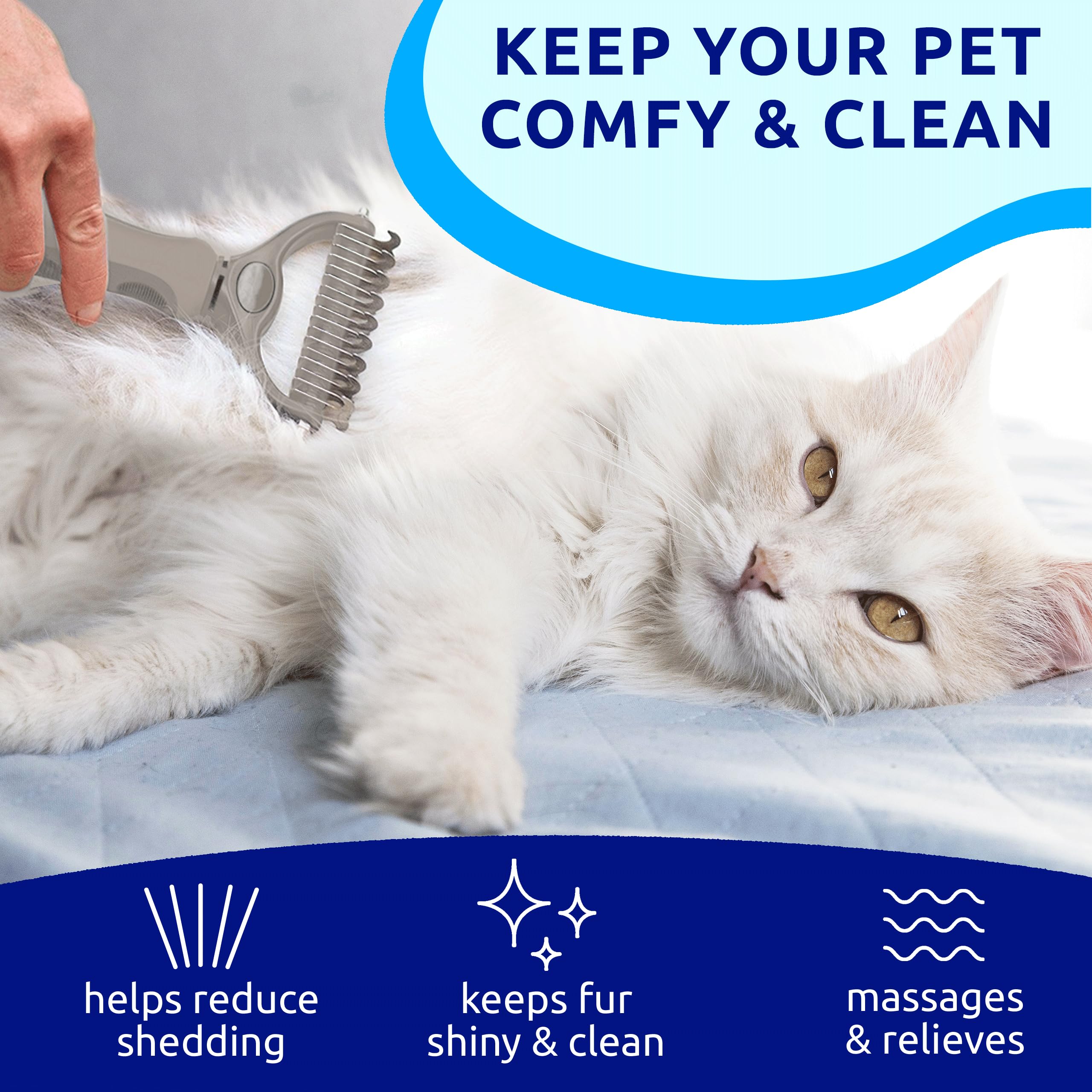 Pat Your Pet Deshedding Dog Brush For Shedding - Cat Brushes For Indoor Cats, Double-Sided Cat Brush Deshedding & Grooming Tool