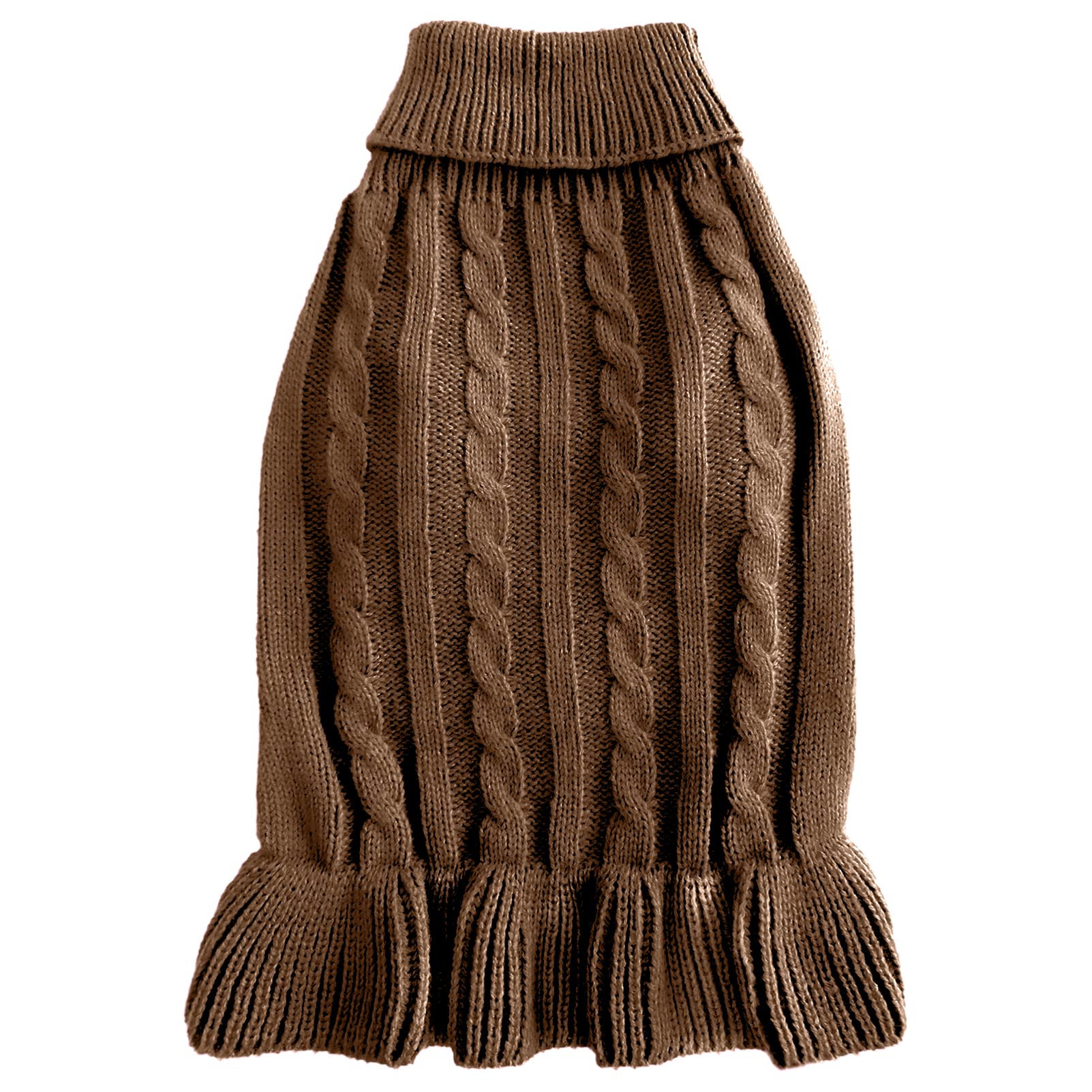 Chborchicen Small Dog Sweaters Knitted Pet Cat Warm Dog Sweatshirt Winter Clothes Kitten Puppy Sweater (Xs, Dress-Brown)