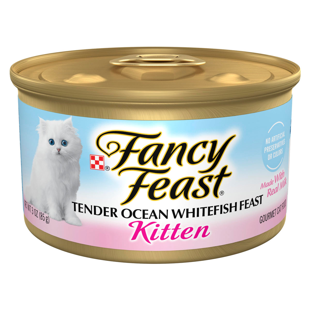 Purina Fancy Feast Tender Ocean Whitefish Feast Wet Kitten Food - (Pack Of 24) 3 Oz. Cans