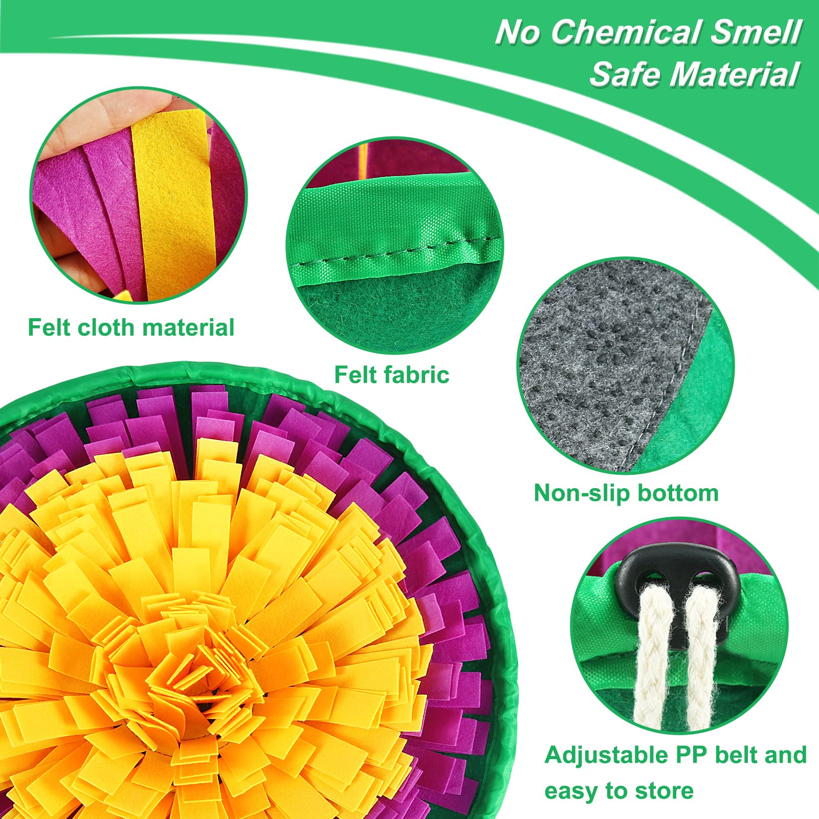 Vivifying Snuffle Mat for Dogs, Enrichment Dog Puzzle Toys for Slow Eating and Keep Busy, Adjustable Dog Sniff Mat Encourages Na