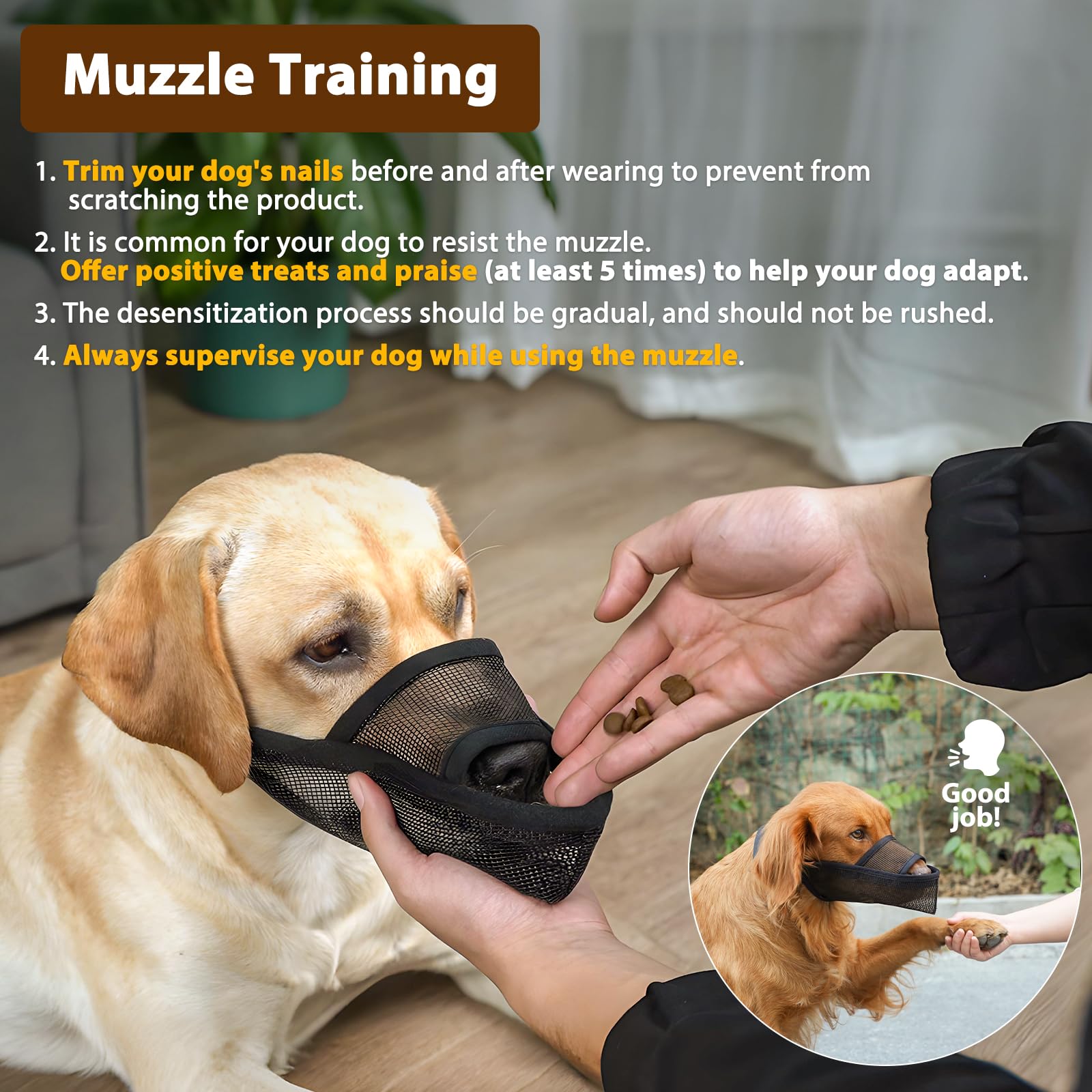 Crazy Felix Nylon Dog Muzzle - Air Mesh, Breathable, Drinkable, Anti-Biting, Medium, Black
