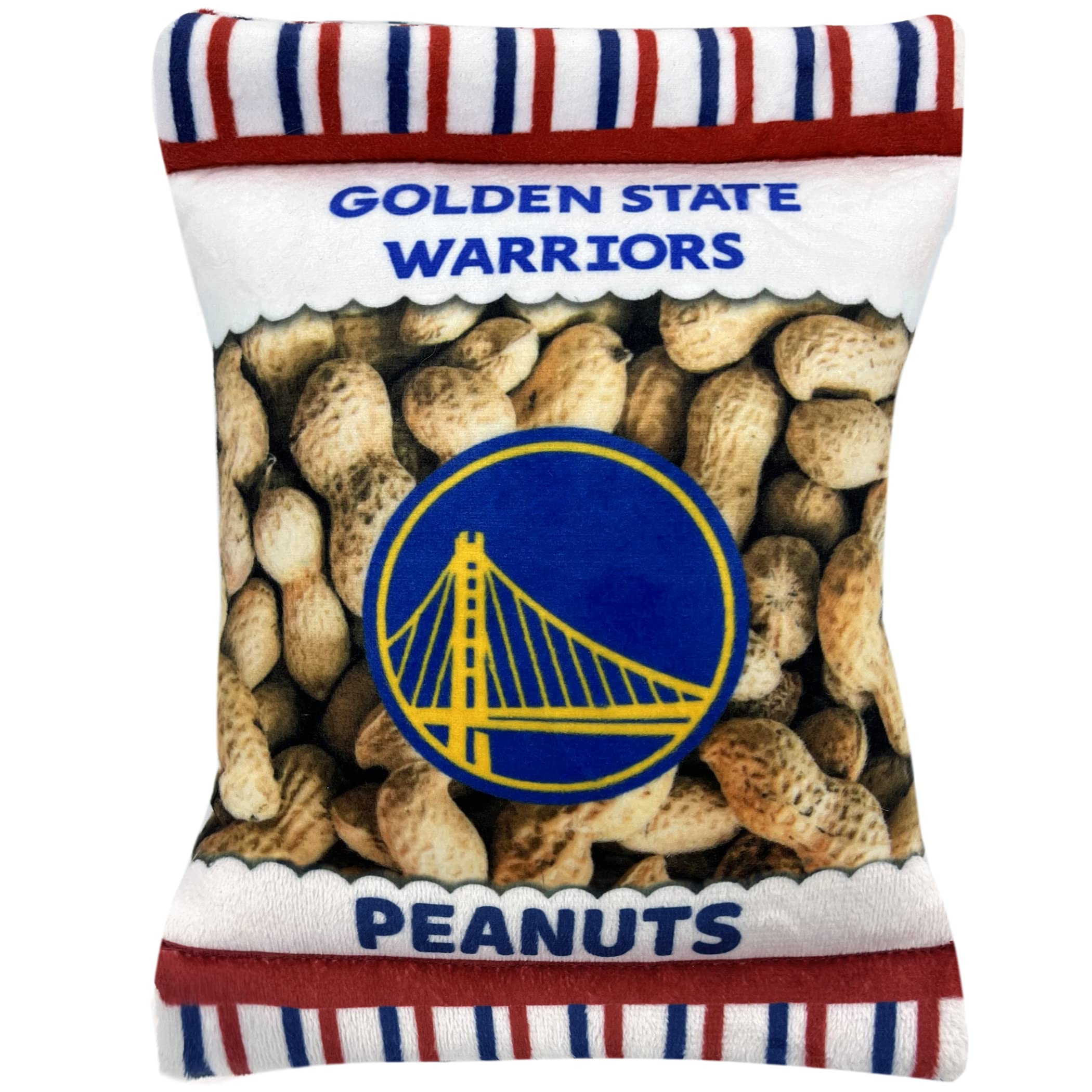 Pets First Nba Golden State Warriors Crinkle Fine Plush Dog & Cat Squeak Toy - Cutest Stadium Peanuts Snack Plush Toy For Dogs &